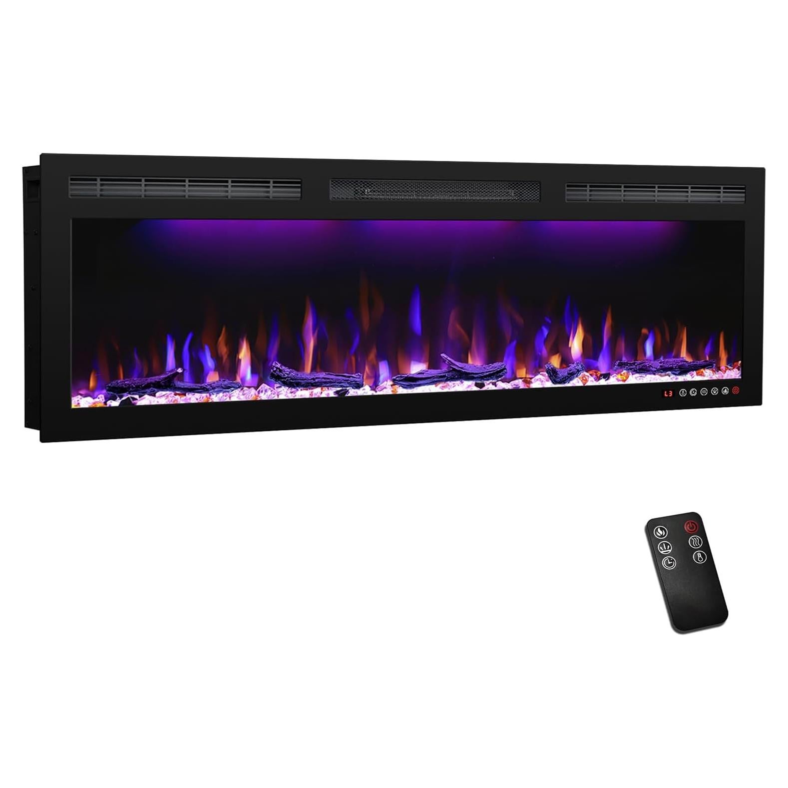 Chimenea Eléctrica Empotrada Mystflame 114 cm con Control Remoto