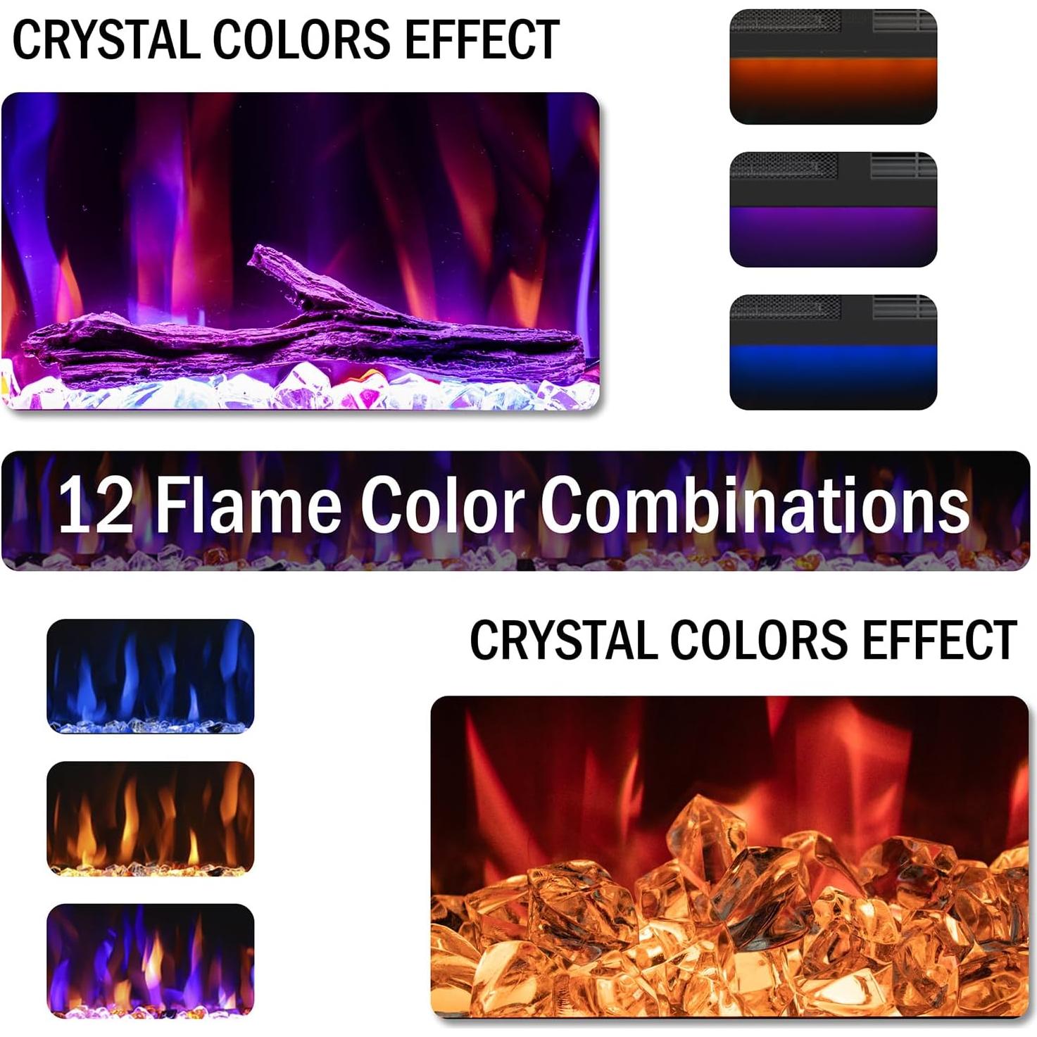 Chimenea Eléctrica Empotrada Mystflame 114 cm con Control Remoto