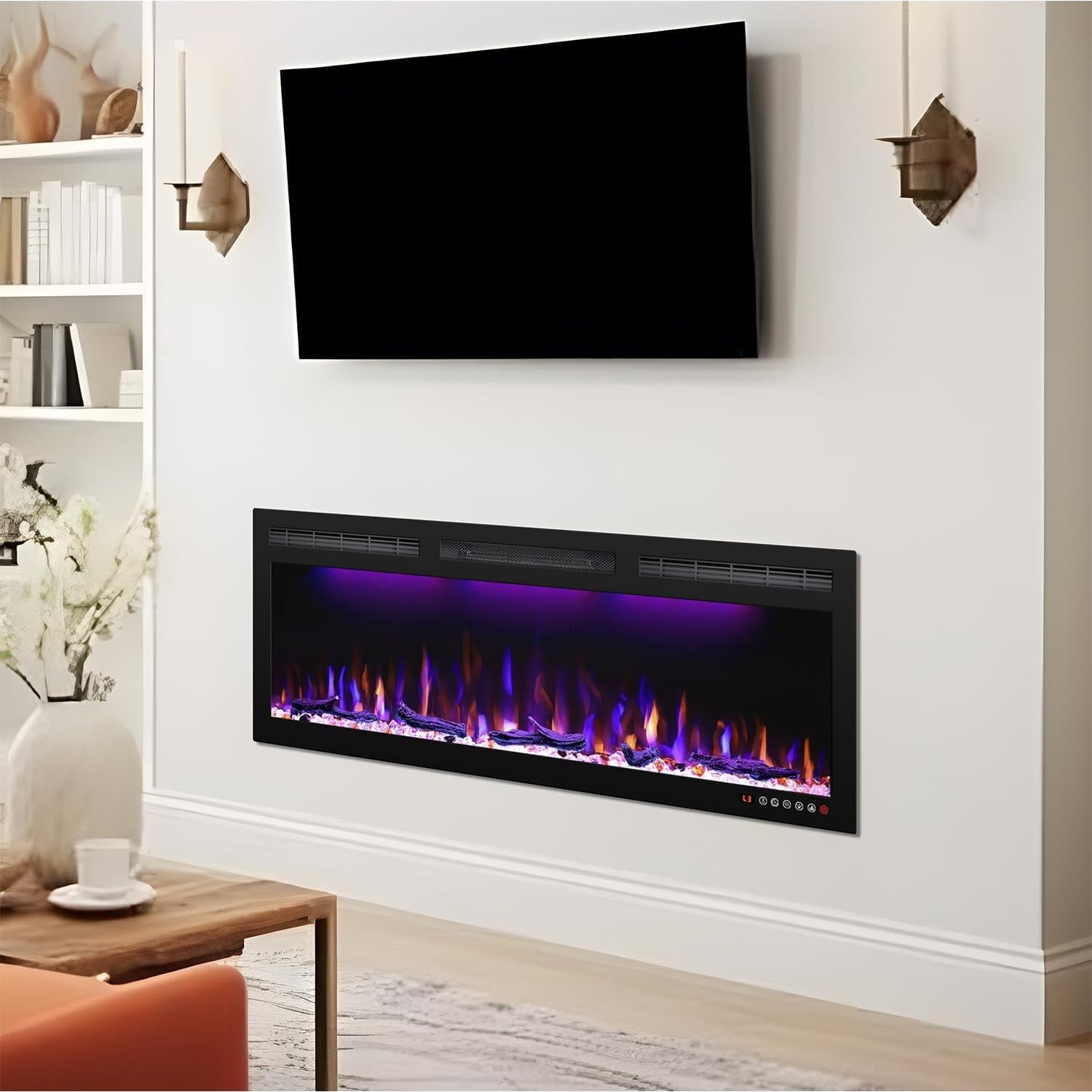 Chimenea Eléctrica Empotrada Mystflame 114 cm con Control Remoto