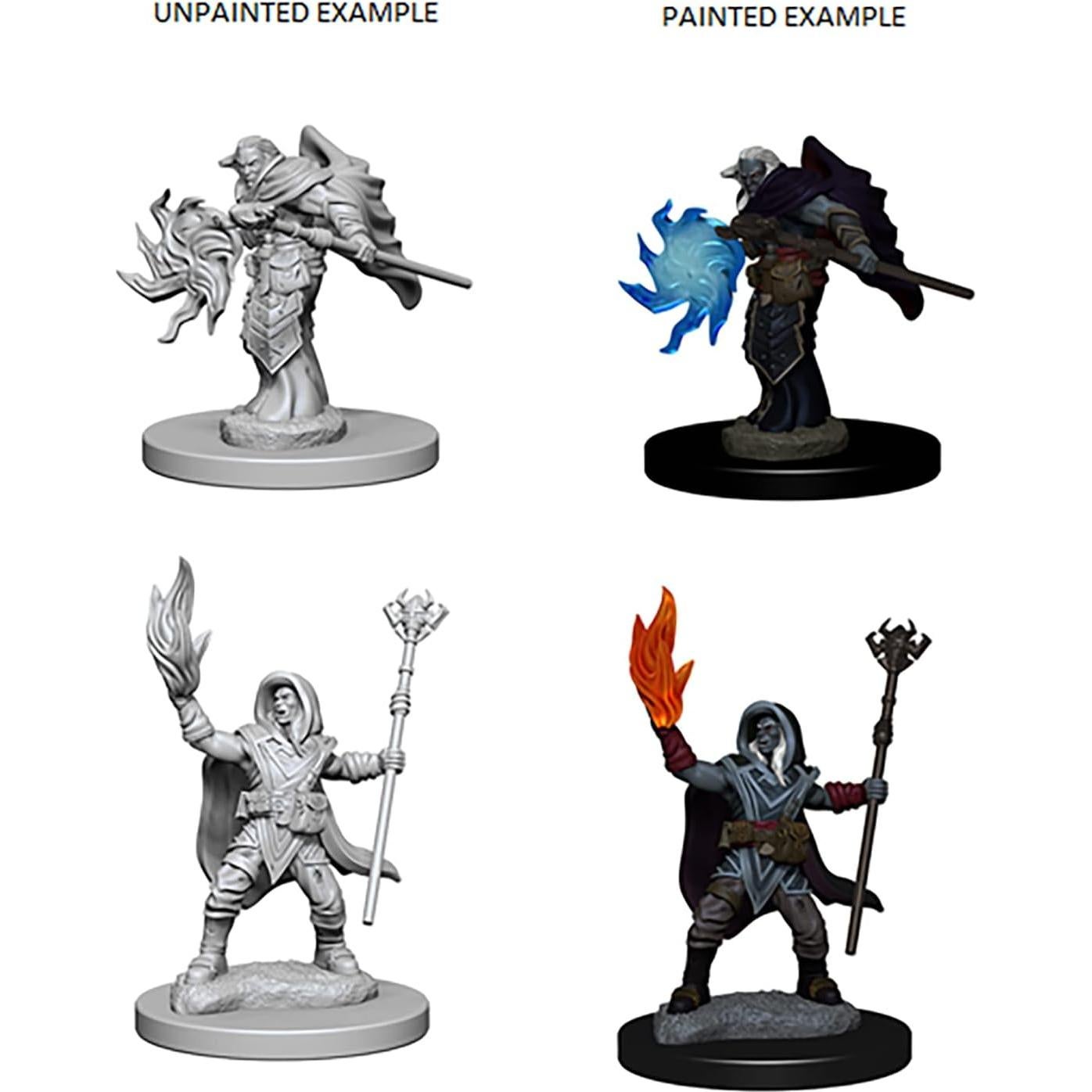Miniaturas D&D WizKids Mago Elfo Masculino Sin Pintar - 2 Piezas