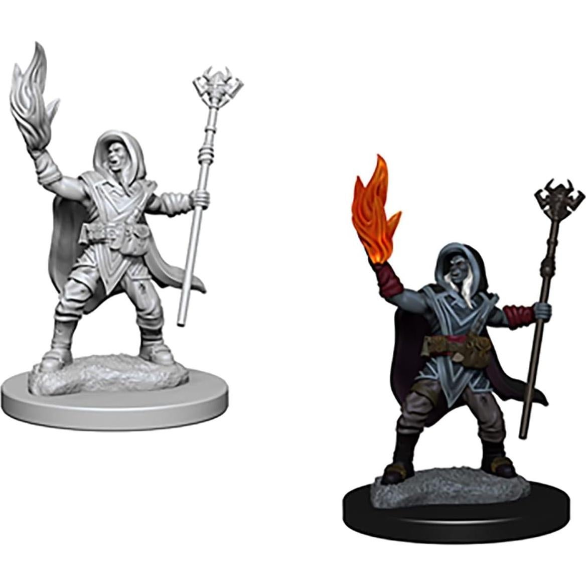 Miniaturas D&D WizKids Mago Elfo Masculino Sin Pintar - 2 Piezas