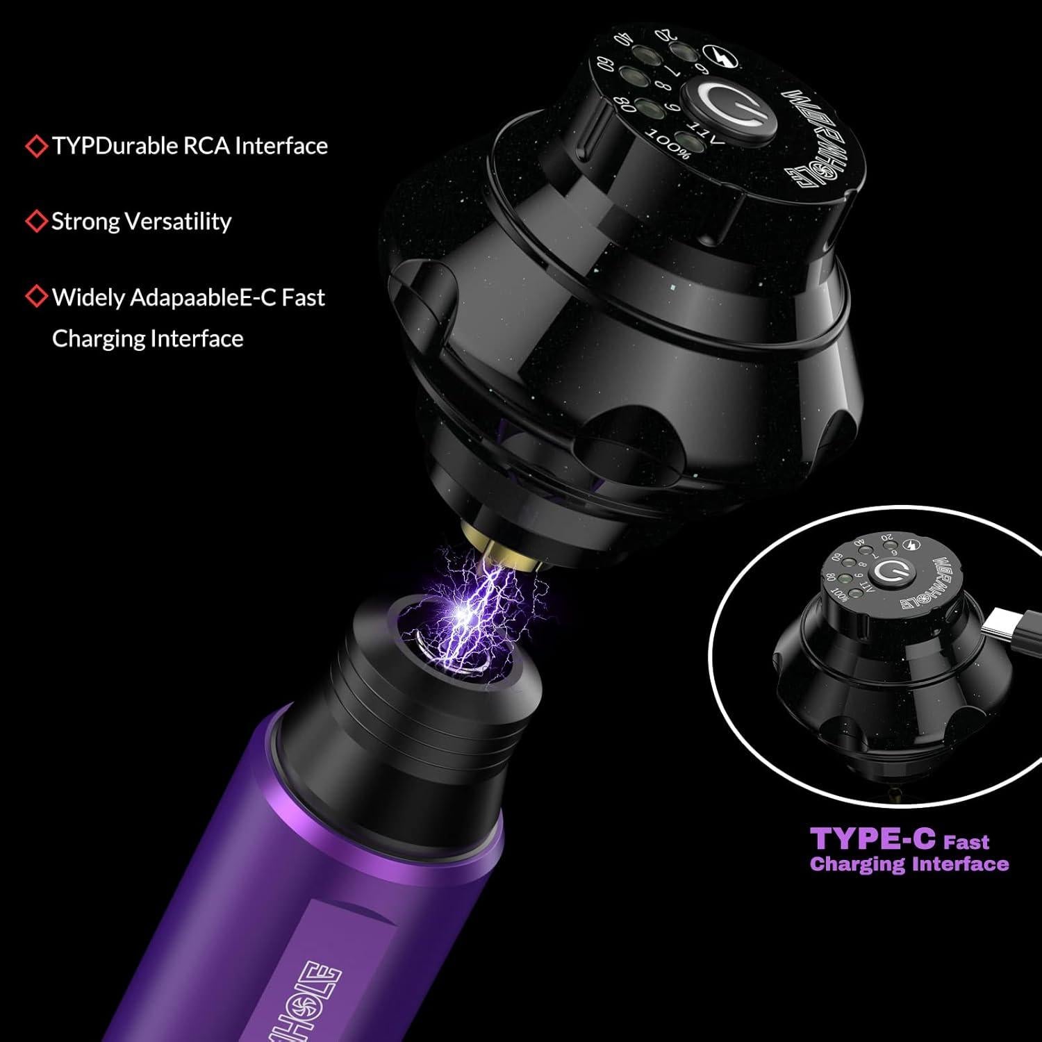 Kit de Máquina de Tatuaje Inalámbrica Wormhole WTK176 - 1,050 mAh