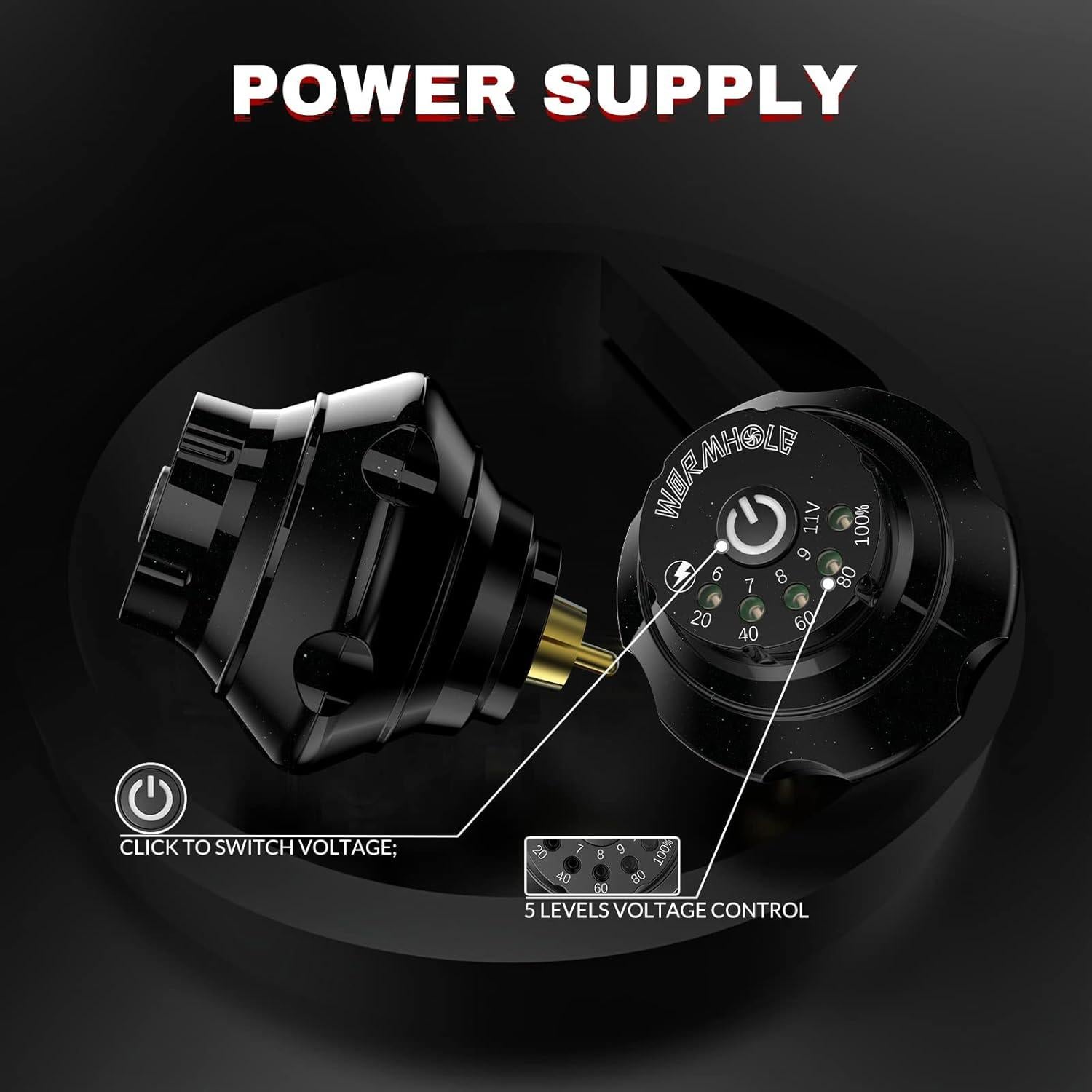 Kit de Máquina de Tatuaje Inalámbrica Wormhole WTK176 - 1,050 mAh