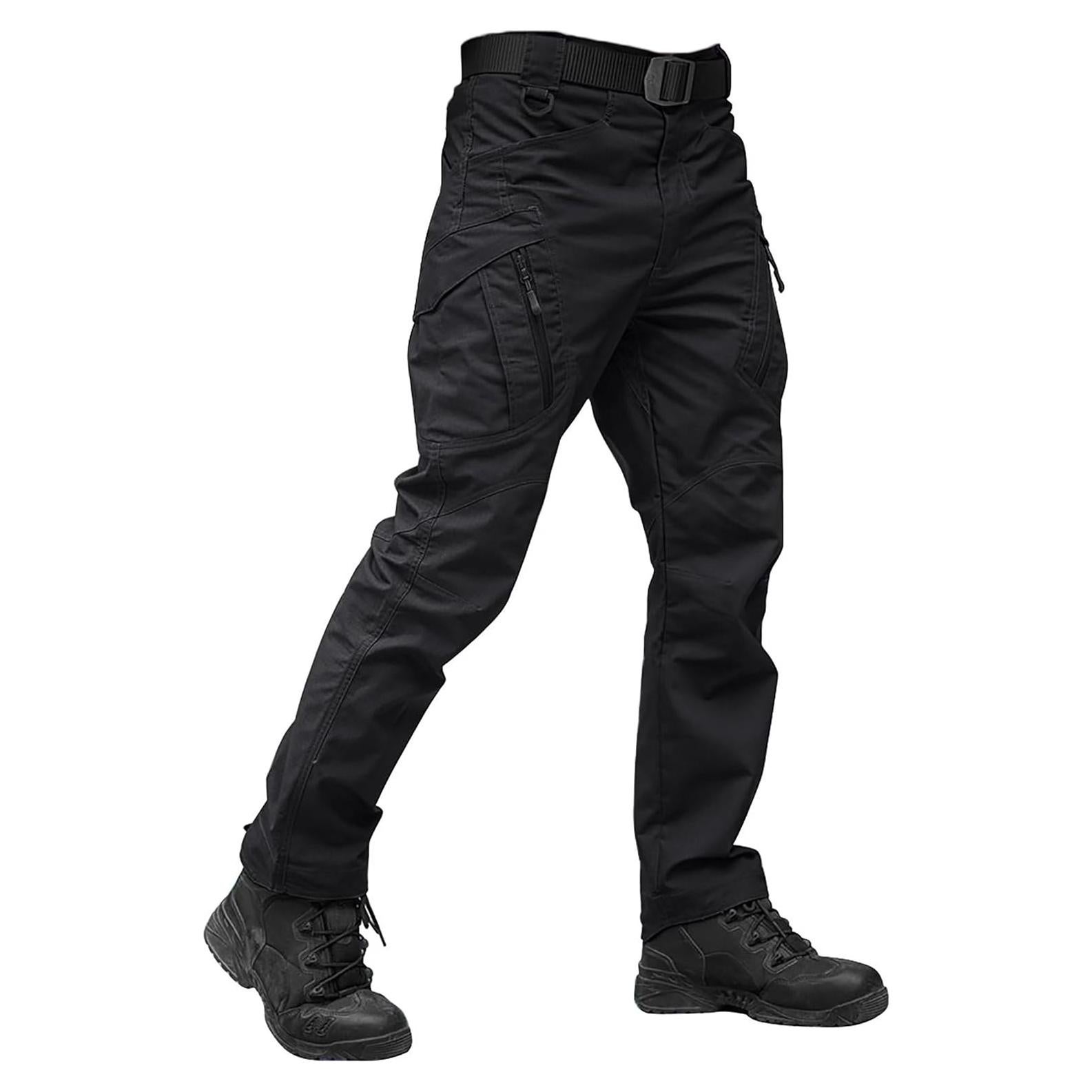 Pantalones Tácticos TACVASEN Hombre 9 Bolsillos Ligeros Negro