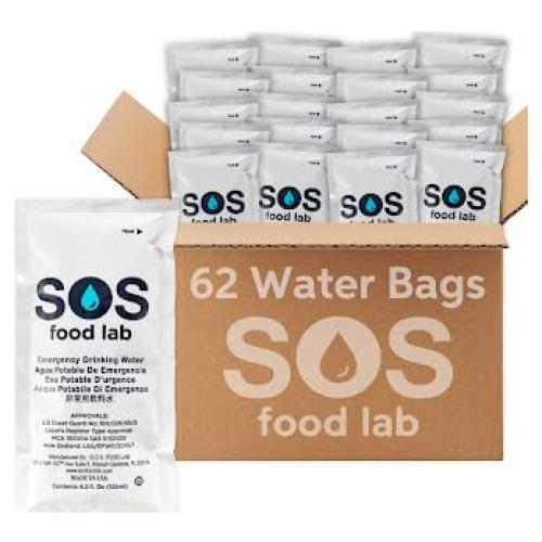 Paquetes de Agua de Emergencia SOS Food Lab - 62 Unidades 125 ml