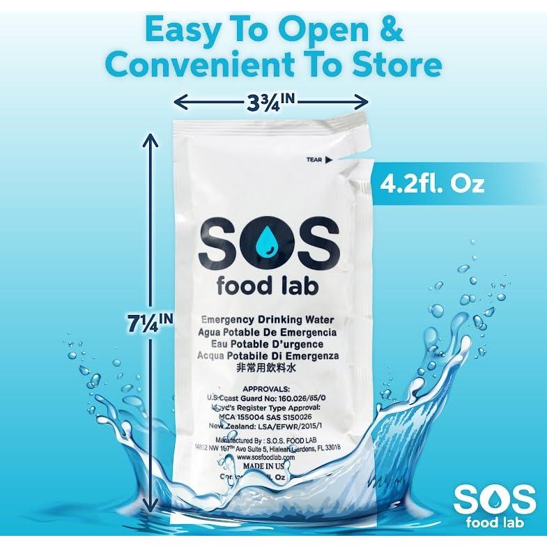 Paquetes de Agua de Emergencia SOS Food Lab - 62 Unidades 125 ml