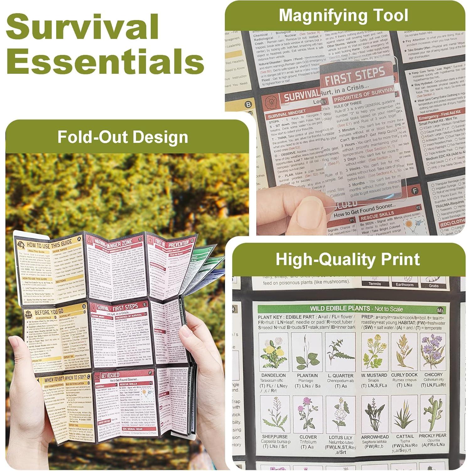 Tiny Pocket Survival Guide EDC Survival Kits Military Grade for Field Emergency, First Aid, Disaster, and Rural Urban Preparedness