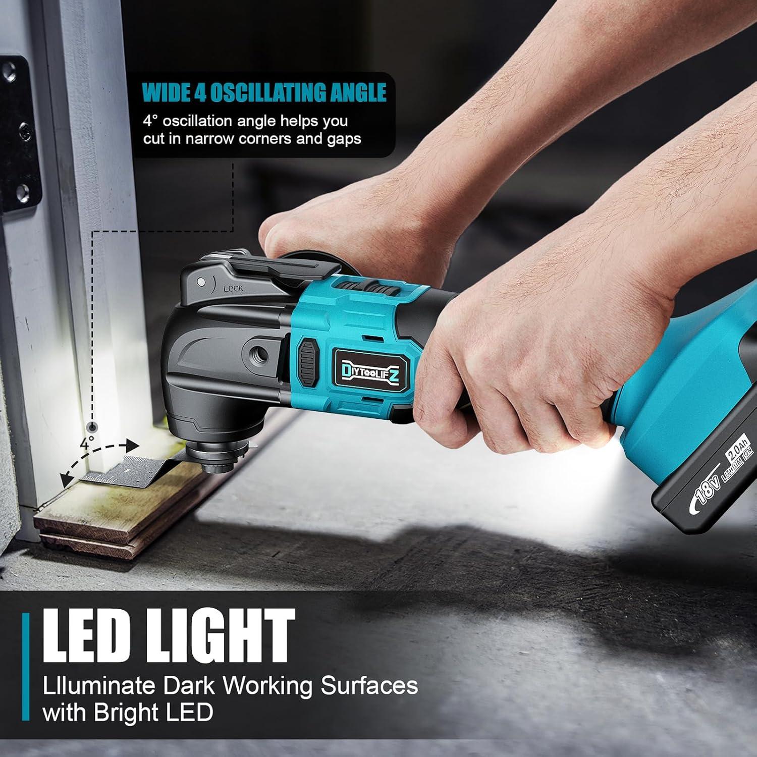 Herramienta Oscilante Inalámbrica DIYtoolifz 18V 6 Velocidades