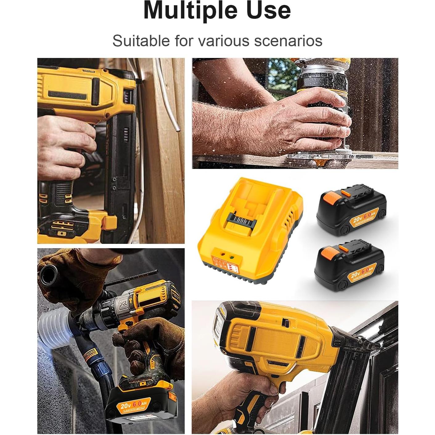 Batería Dewalt 20V 6.0Ah Reemplazo + Cargador DCB112 2Pcs