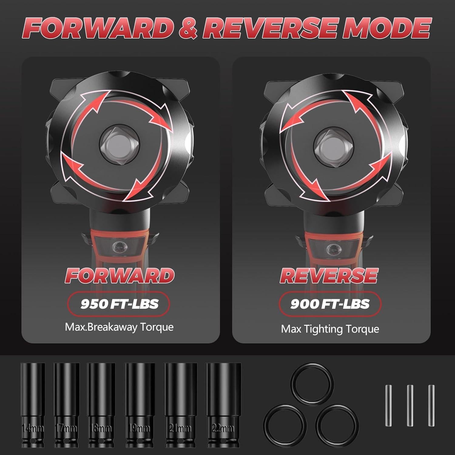 Llave de impacto inalámbrica 1/2" YEARTOP 1200 Nm 18V