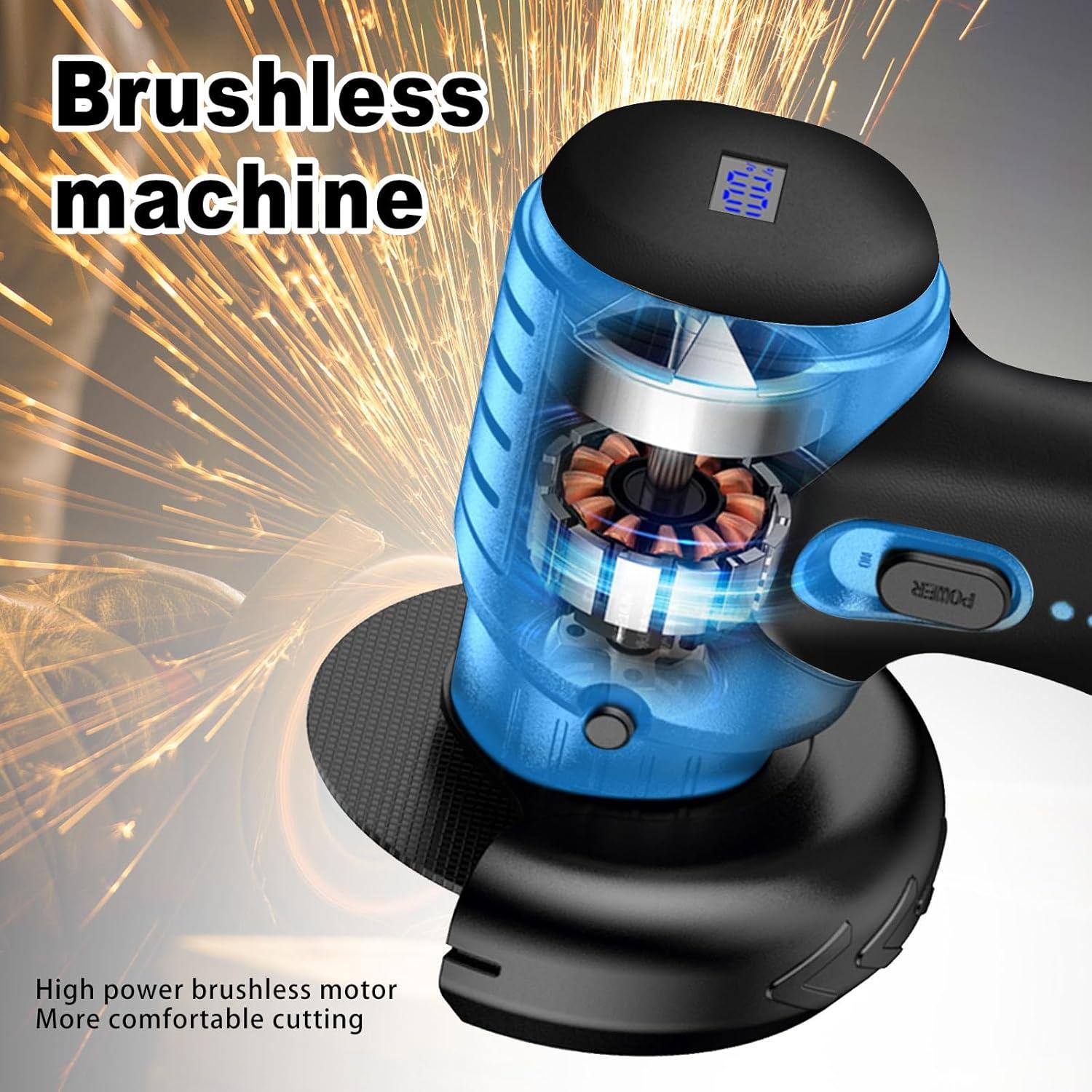 Amoladora Angular Inalámbrica ZFULVO 16.8V 19500RPM con 2 Baterías