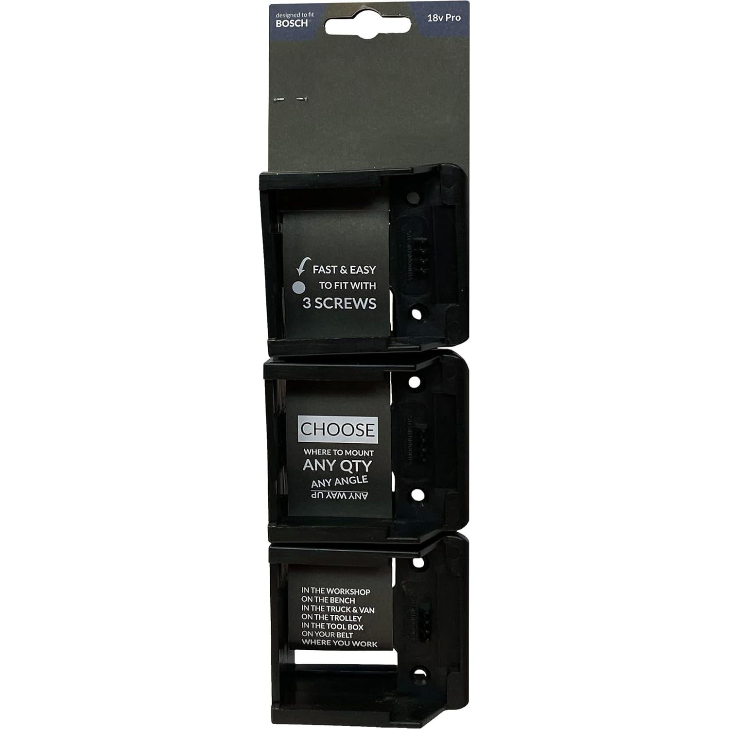 Soporte de Batería Bosch 18V StealthMounts - Paquete de 6, Negro