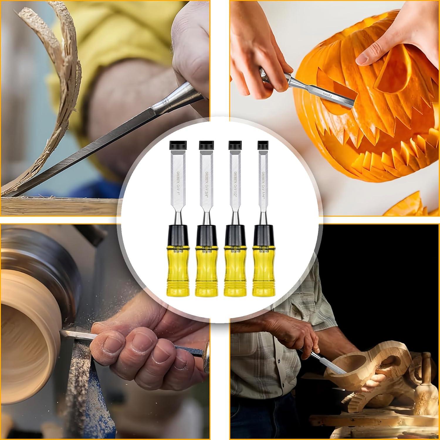 Juego de Cinceles de Madera GREBSTK 4 Piezas Acero CRV