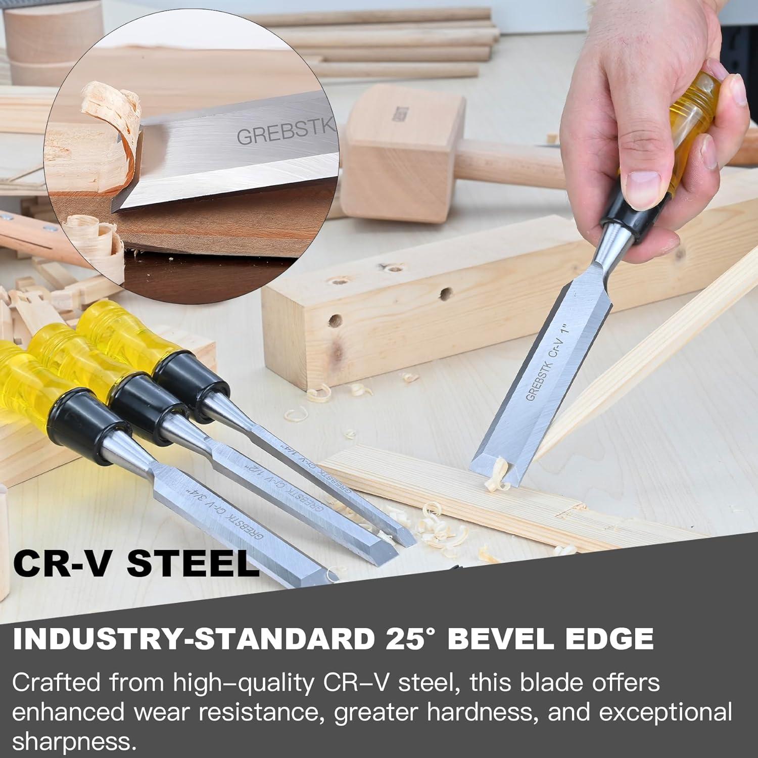 Juego de Cinceles de Madera GREBSTK 4 Piezas Acero CRV