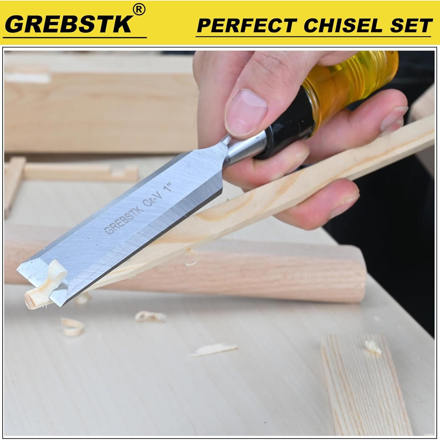 Juego de Cinceles de Madera GREBSTK 4 Piezas Acero CRV