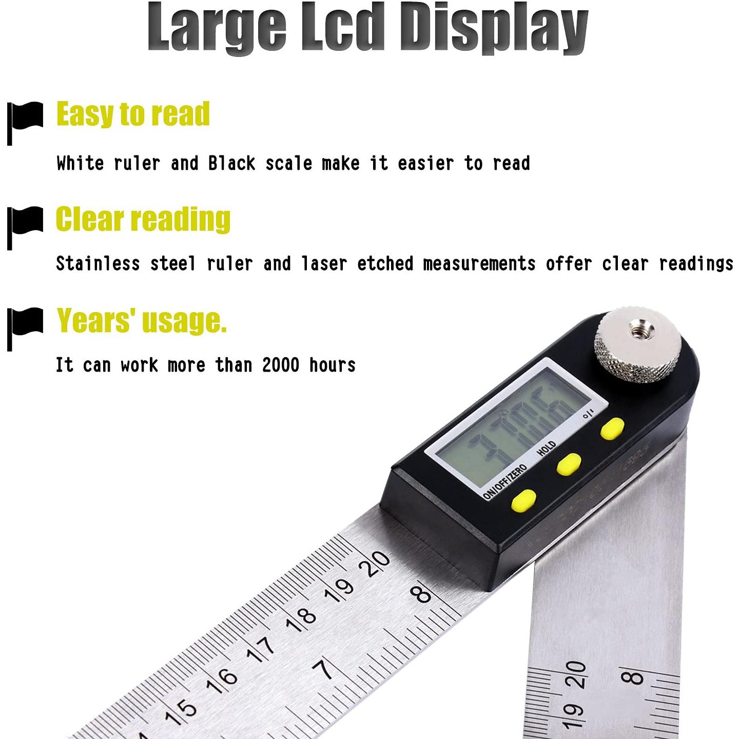Regla Digital de Ángulo Saili 200mm Acero Inoxidable