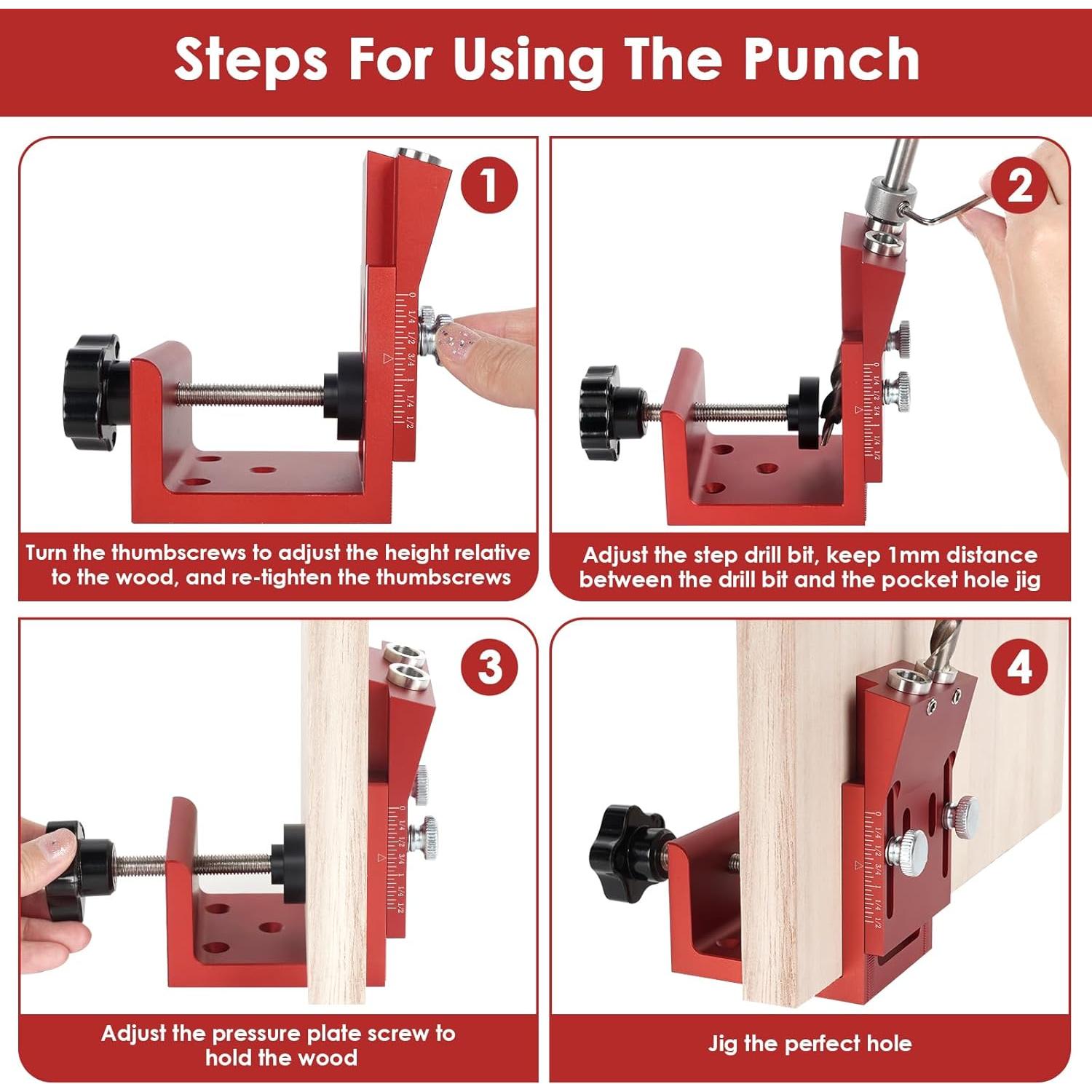 Kit de Plantilla de Agujeros de Pocket TBVHOMM Aluminio Ajustable