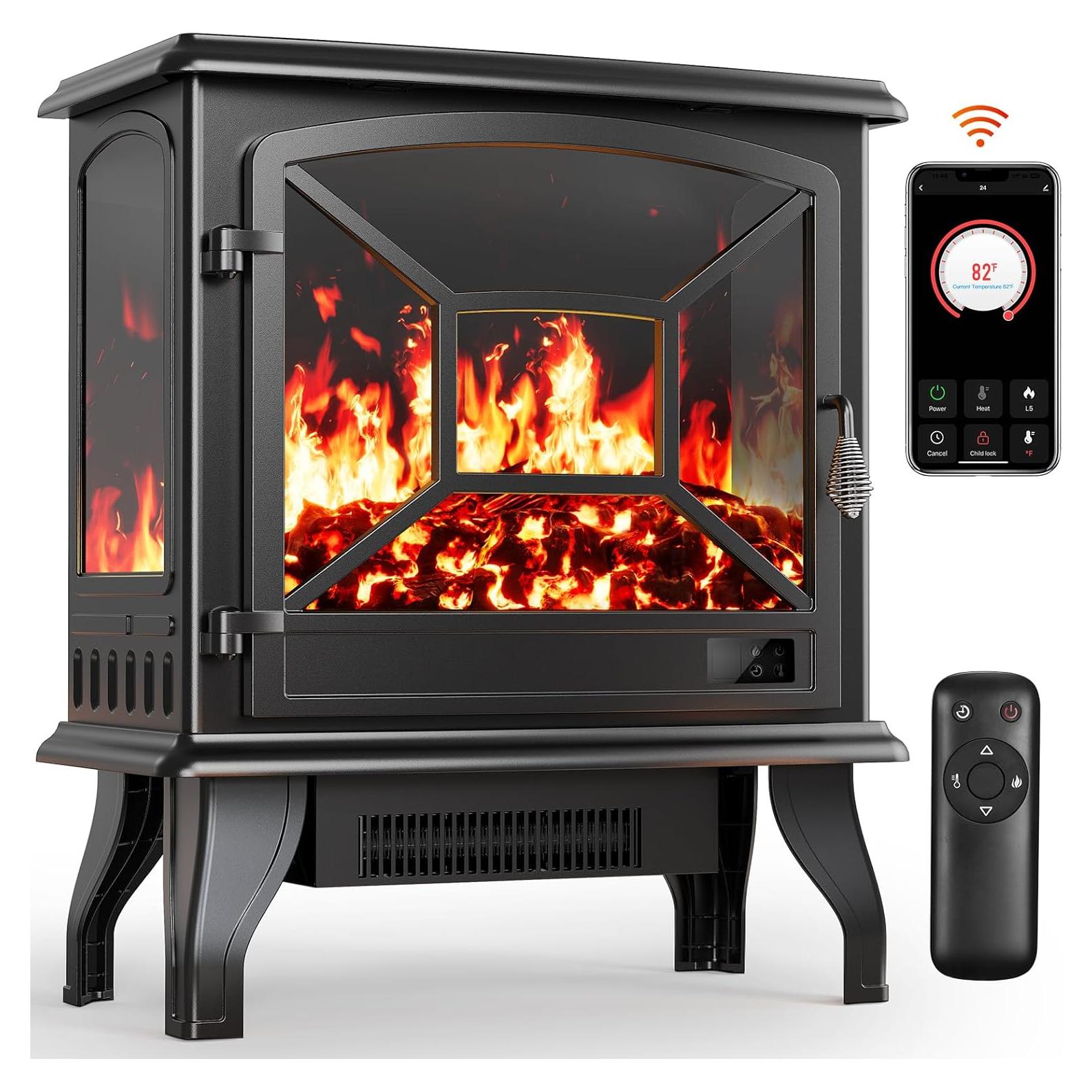 Calentador de Chimenea Eléctrica Silonn SLELF01B-24, 1400W, Control Remoto