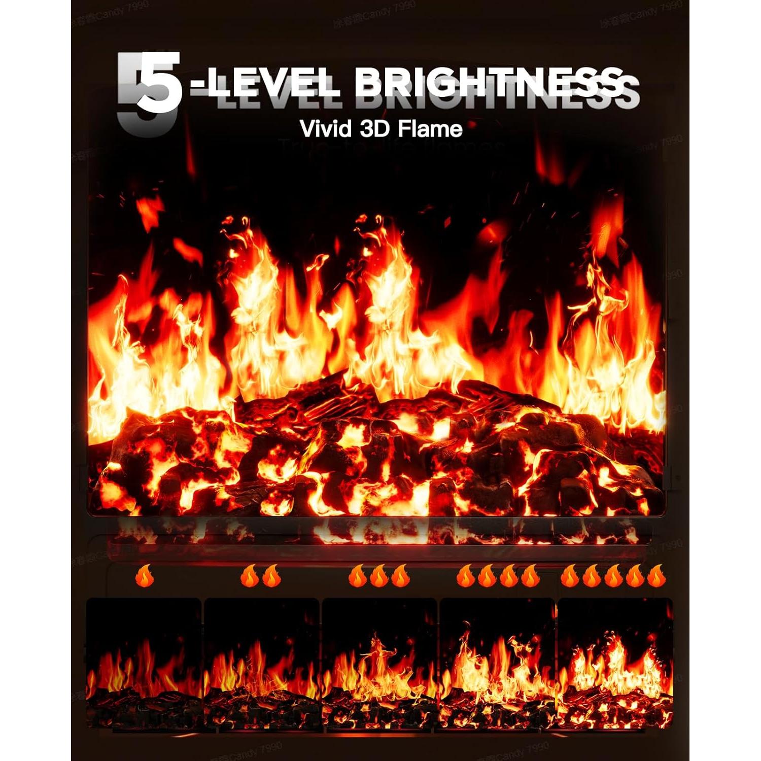 Calentador de Chimenea Eléctrica Silonn SLELF01B-24, 1400W, Control Remoto