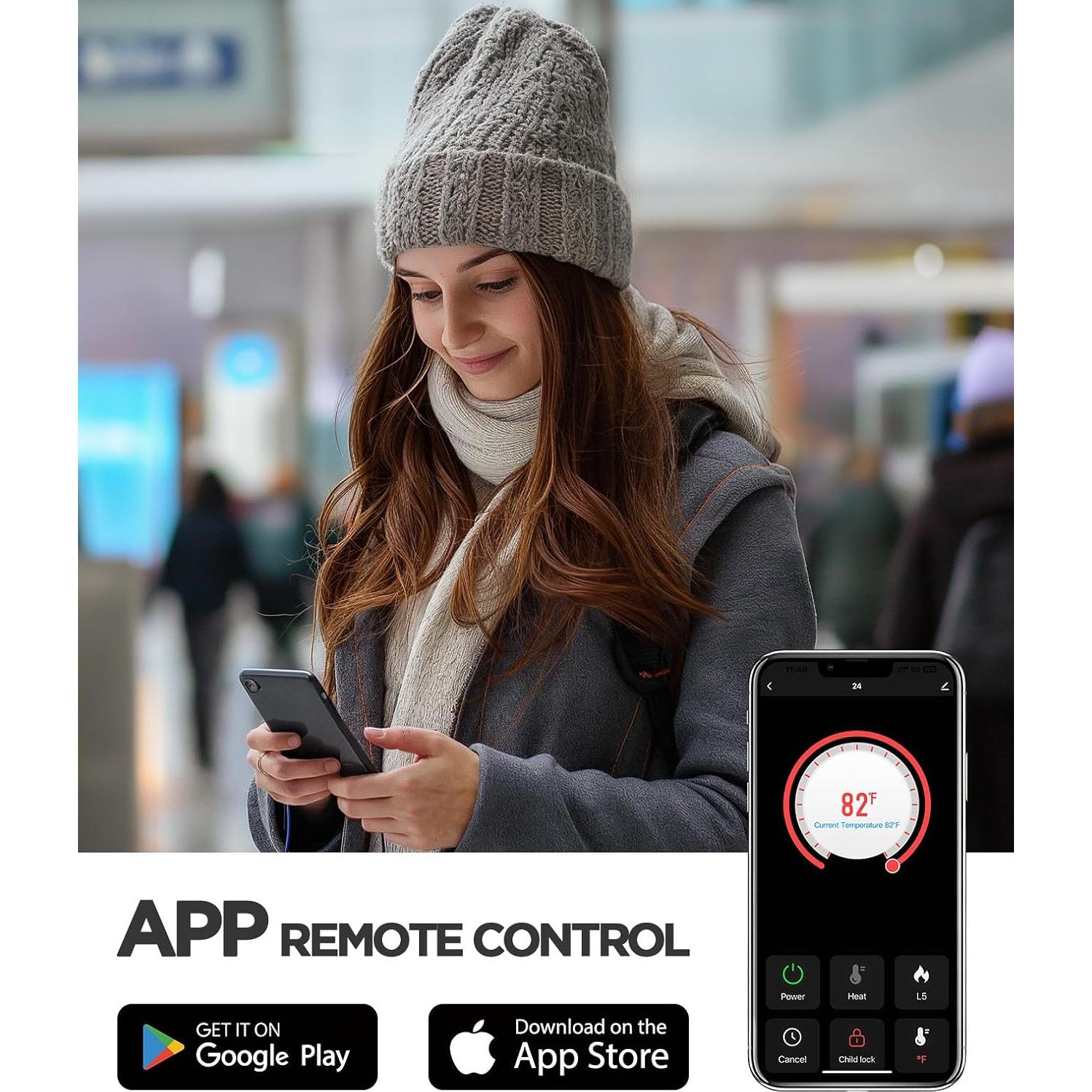 Calentador de Chimenea Eléctrica Silonn SLELF01B-24, 1400W, Control Remoto