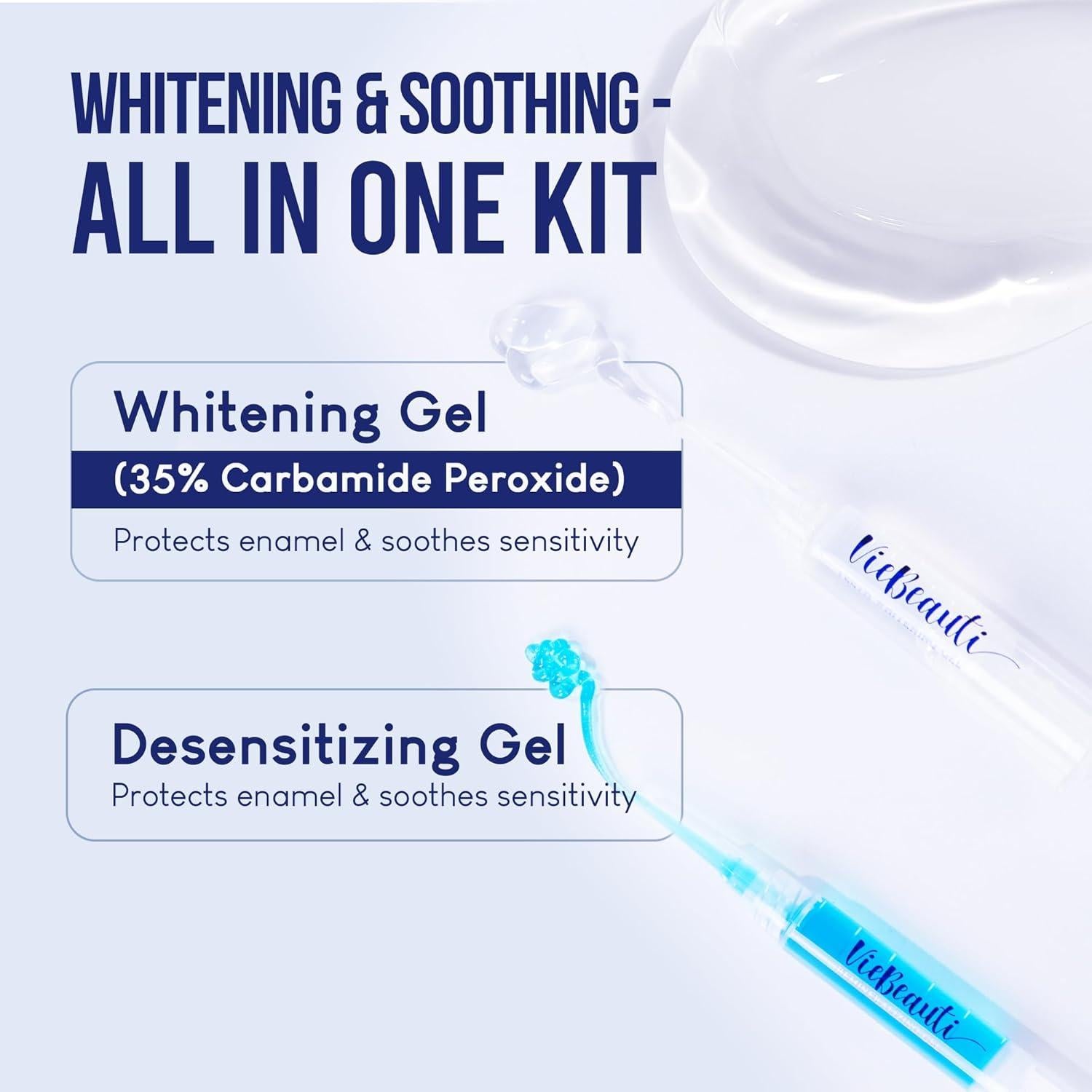 VieBeauti Teeth Whitening Kit with LED Light: Tooth Whitener with 35% Carbamide Peroxide, Remineralizing Gel, Mouth Trays and Tray Case - 10-Minute Timer Enhances Minty Fresh White Smile Mint