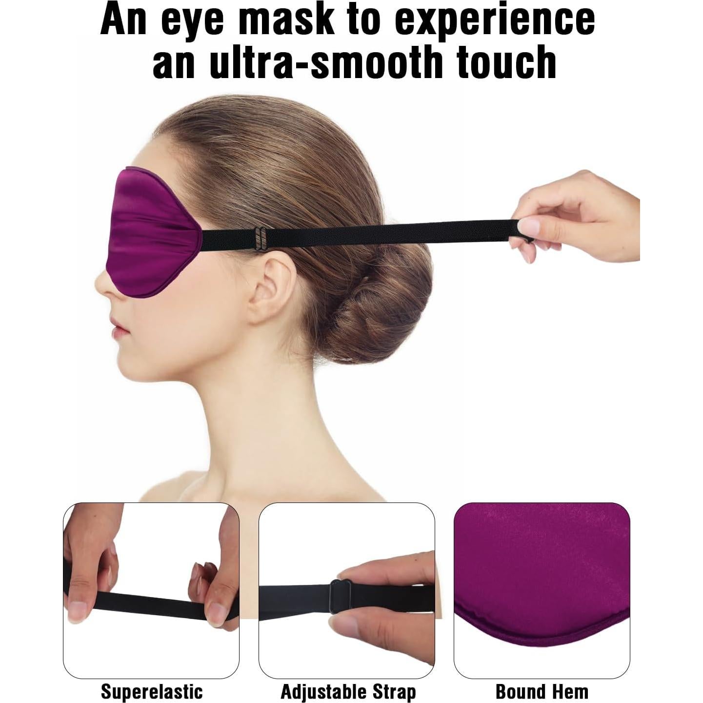 Máscara de Sueño de Seda Hochoek 6 Piezas Suave y Transpirable