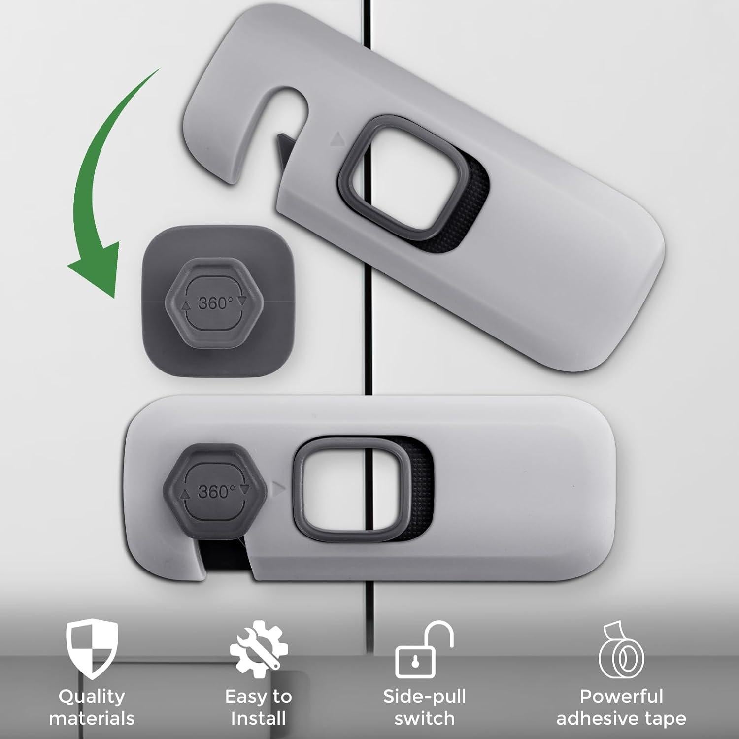 Cerraduras de Seguridad para Refrigerador KIZZHISI 5 Paquete Gris