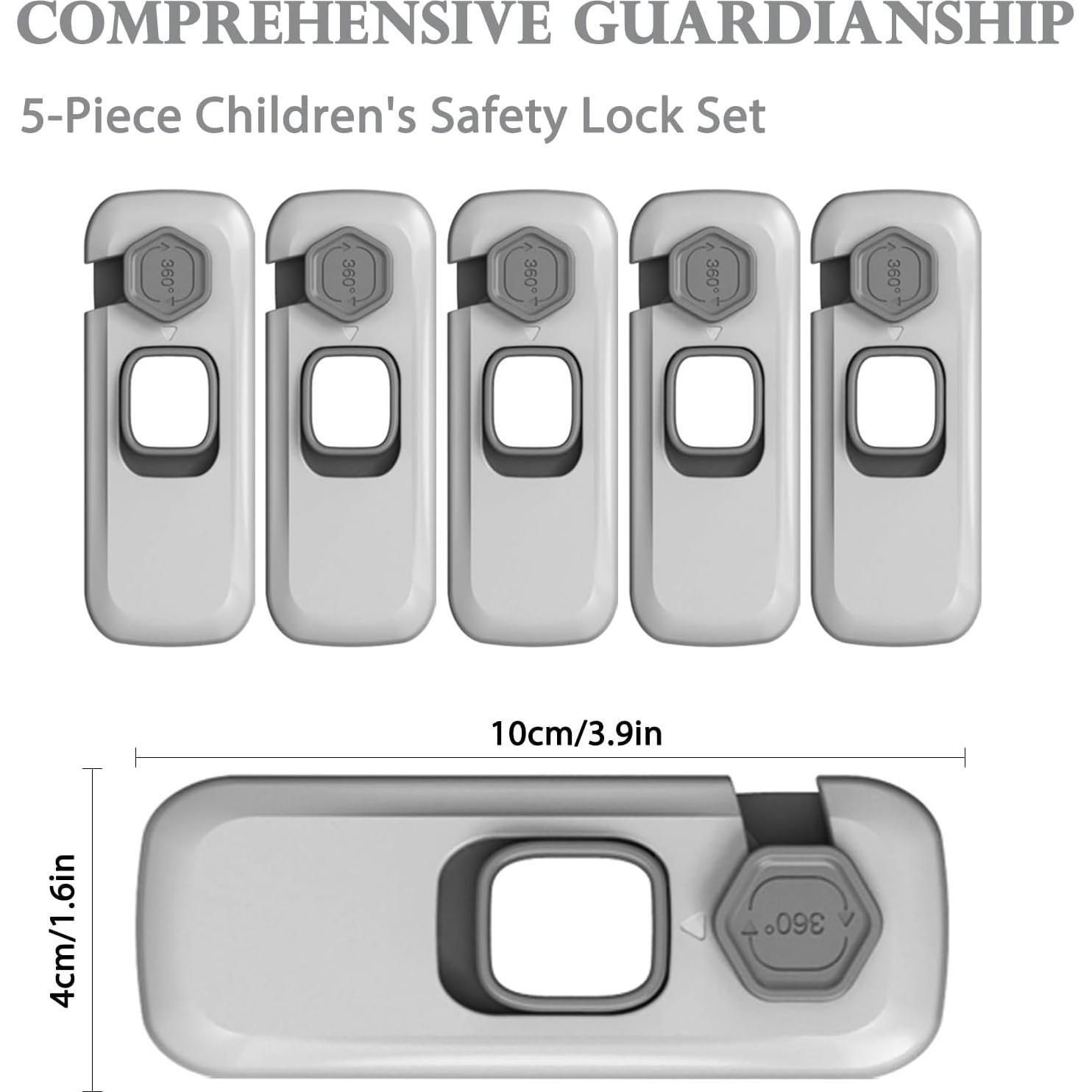 Cerraduras de Seguridad para Refrigerador KIZZHISI 5 Paquete Gris