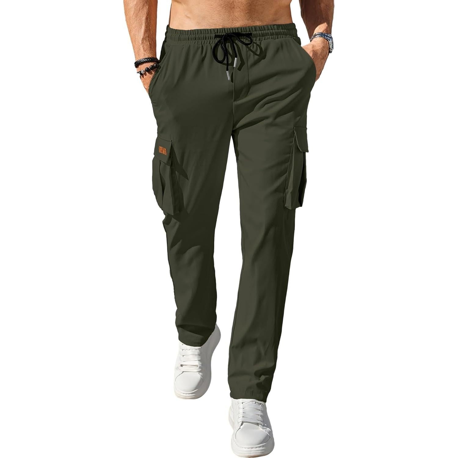 Pantalones Cargo Comdecevis para Hombre Verde Militar Ajustables