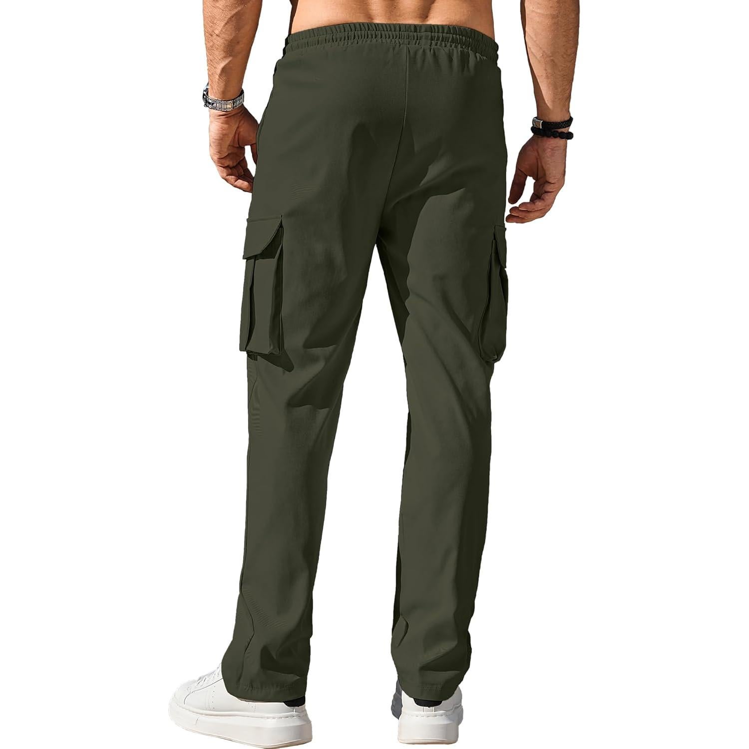 Pantalones Cargo Comdecevis para Hombre Verde Militar Ajustables
