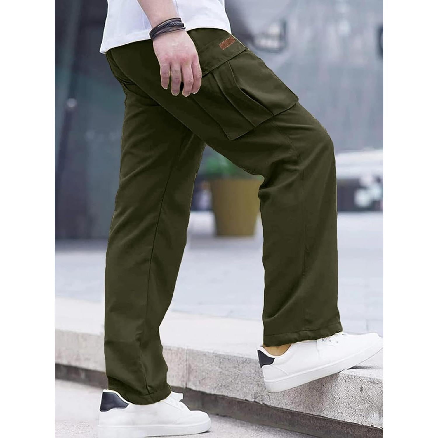 Pantalones Cargo Comdecevis para Hombre Verde Militar Ajustables