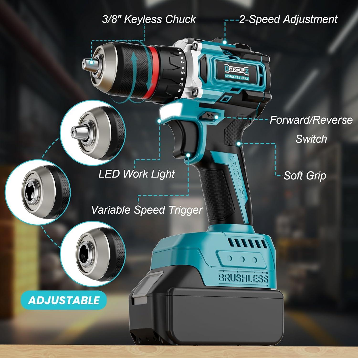 Taladro Inalámbrico DIYtoolifz 18V 440 In-lbs Sin Batería