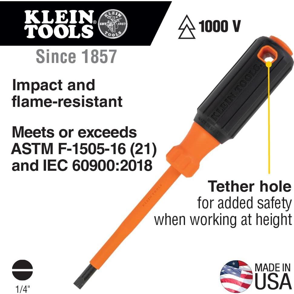 Destornillador Aislado Klein Tools 6824INS 1000V 10cm Punta Gabinete