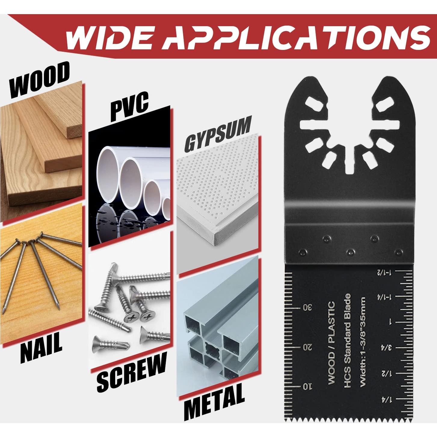 Adust 50 Wood Multitool Blades Kit Multi Tools Blades Oscillating Saw Blades Fit Dewalt Tools Ryobi Bosch Ridgid Milwaukee Rockwell Fein Multimaster Craftsman Oscillating Tool Blades (50)