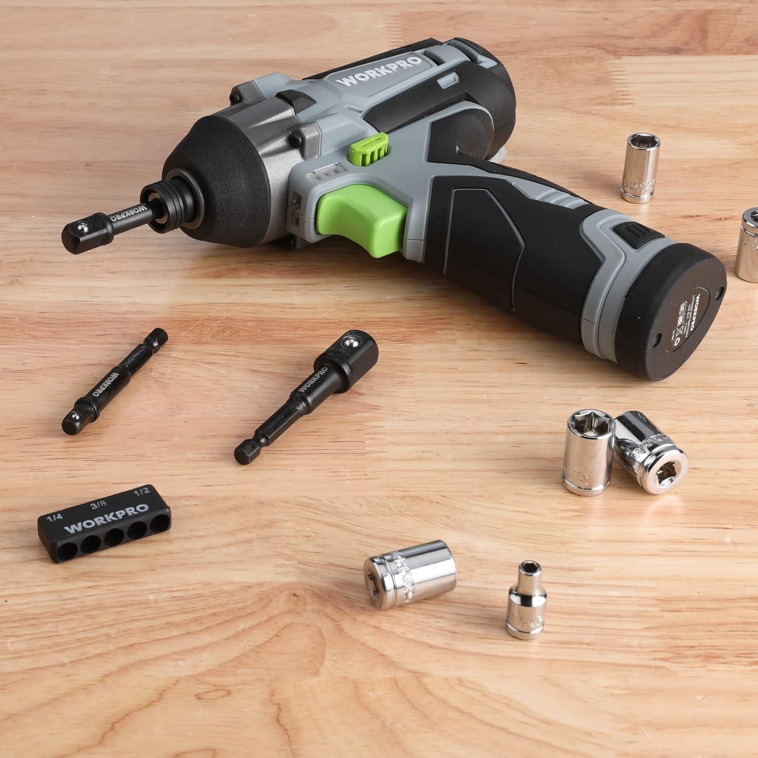 WORKPRO Juego de Adaptadores de Enchufe 3 Piezas 1/4 3/8 1/2 Pulgada