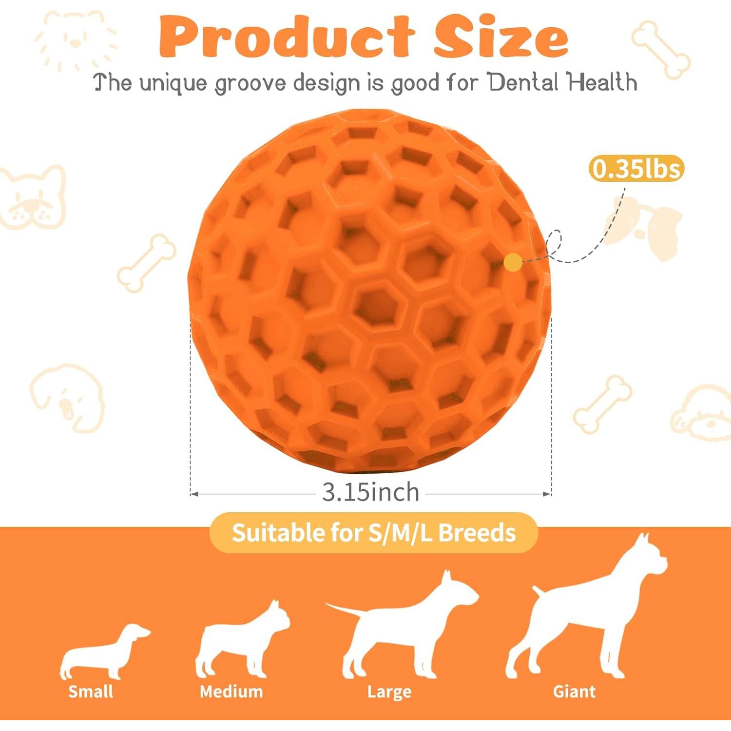 HIPPIH Indestructible Squeaky Dog Toys, Interactive Dog Balls 2 Pack, Chew Toys for Aggressive Chewers, Natural Rubber Puppy Toy for Large/Medium Dogs, Tough Puppy Teething Toy, Relieve Anxiety