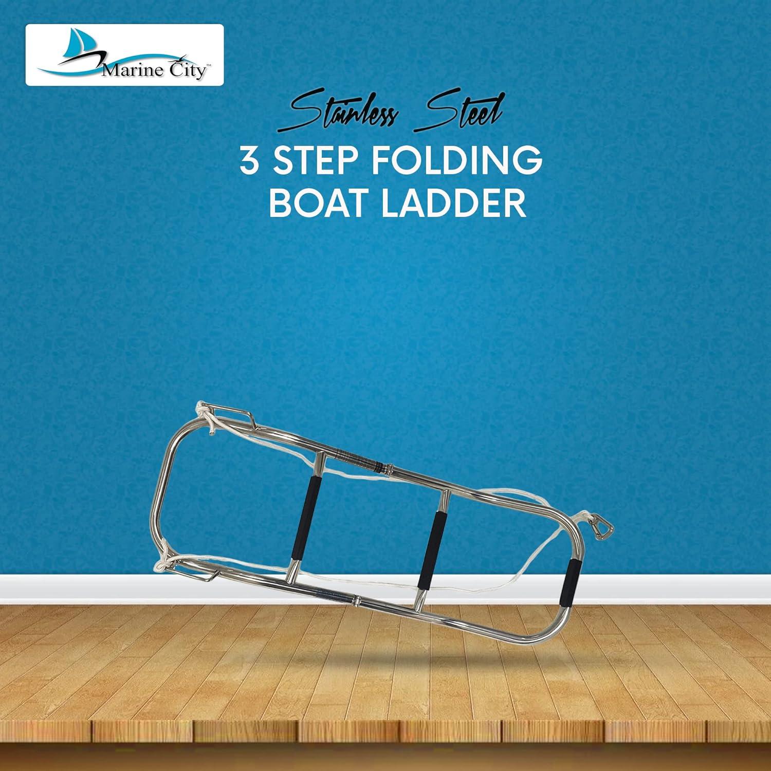 Escalera Plegable 3 Escalones Marine City Acero Inoxidable