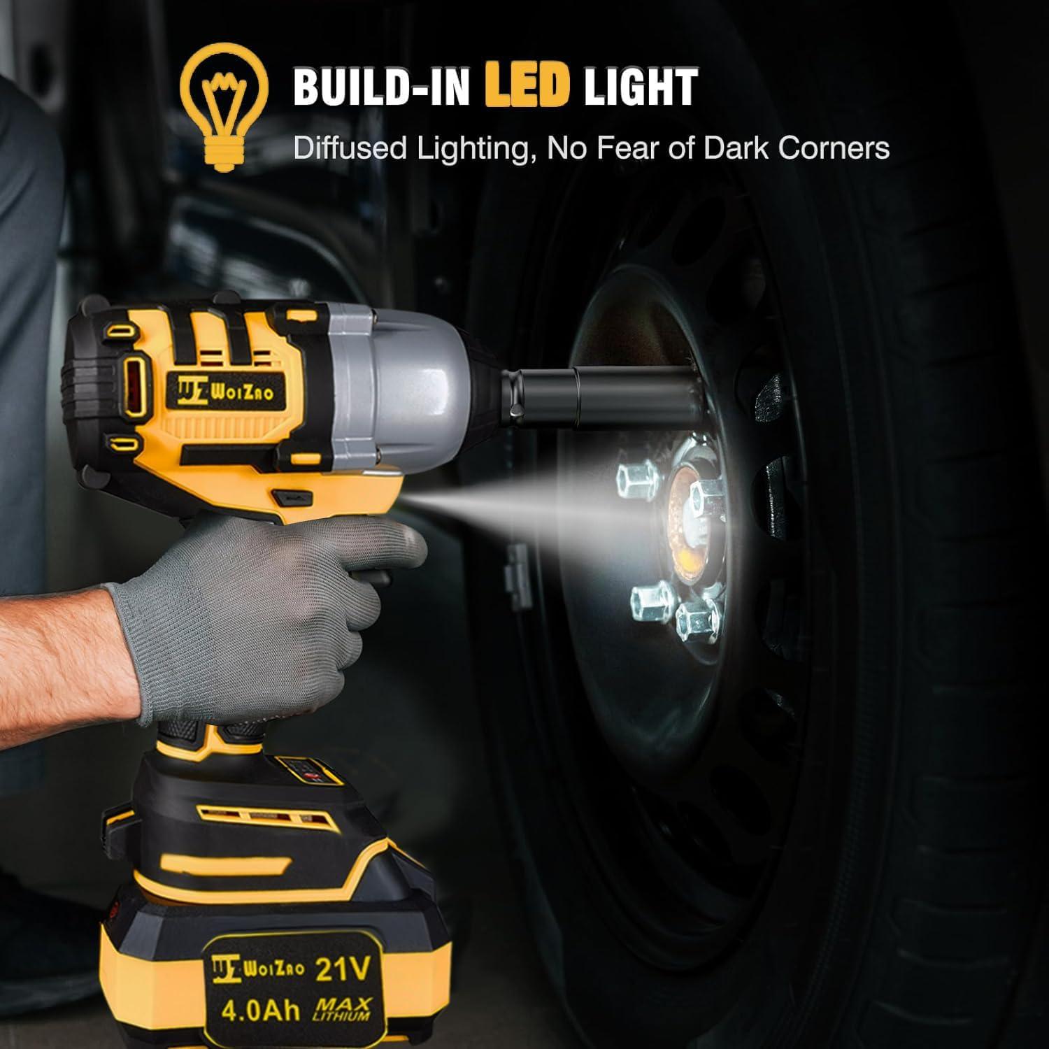 Llave de impacto inalámbrica WOIZAO 650N.m 2 velocidades 4.0Ah