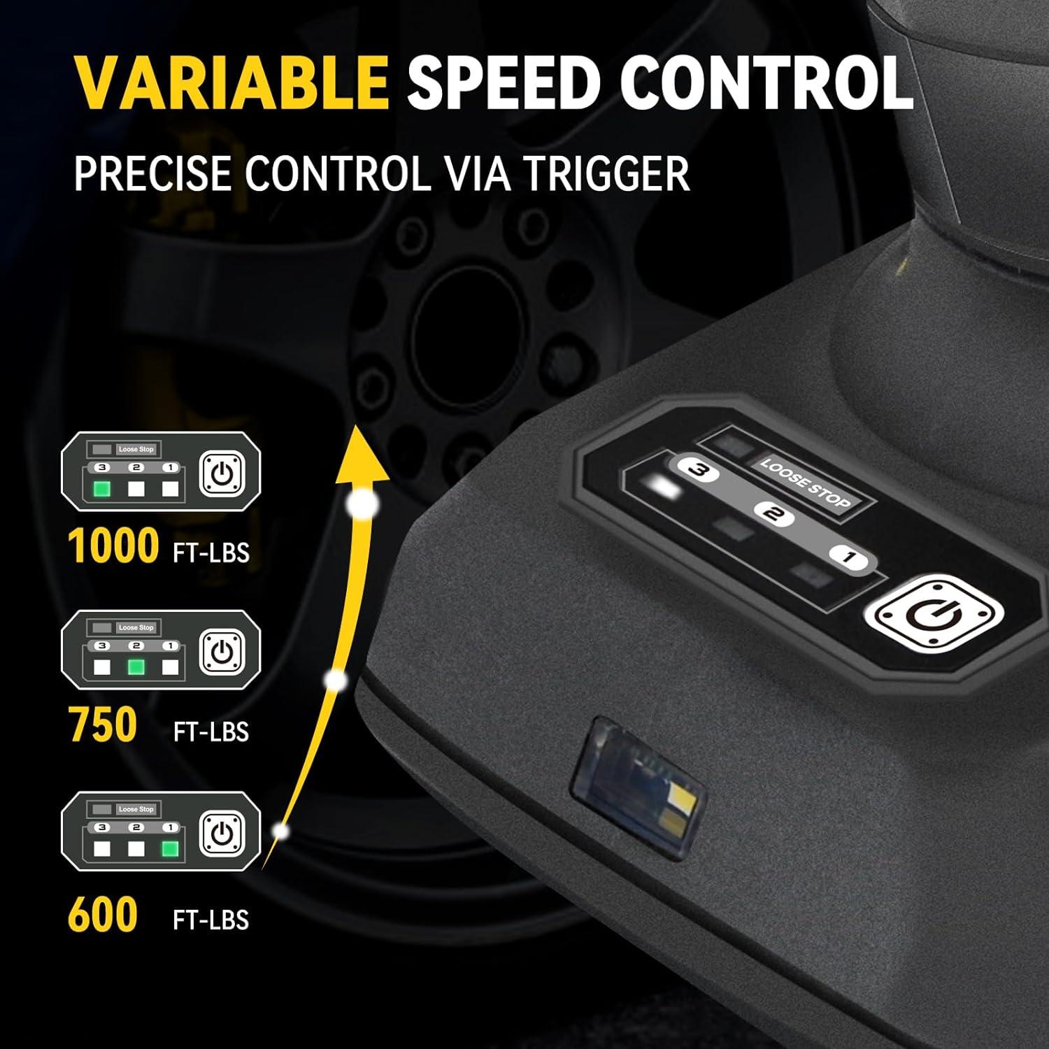 Cordless Impact Wrench 1/2 Inch, 1000 Ft-lbs High Torque, 21V Brushless Impact Gun w/ 4.0 Ah Battery, Fast Charger, 5 Sockets and Tool Bag