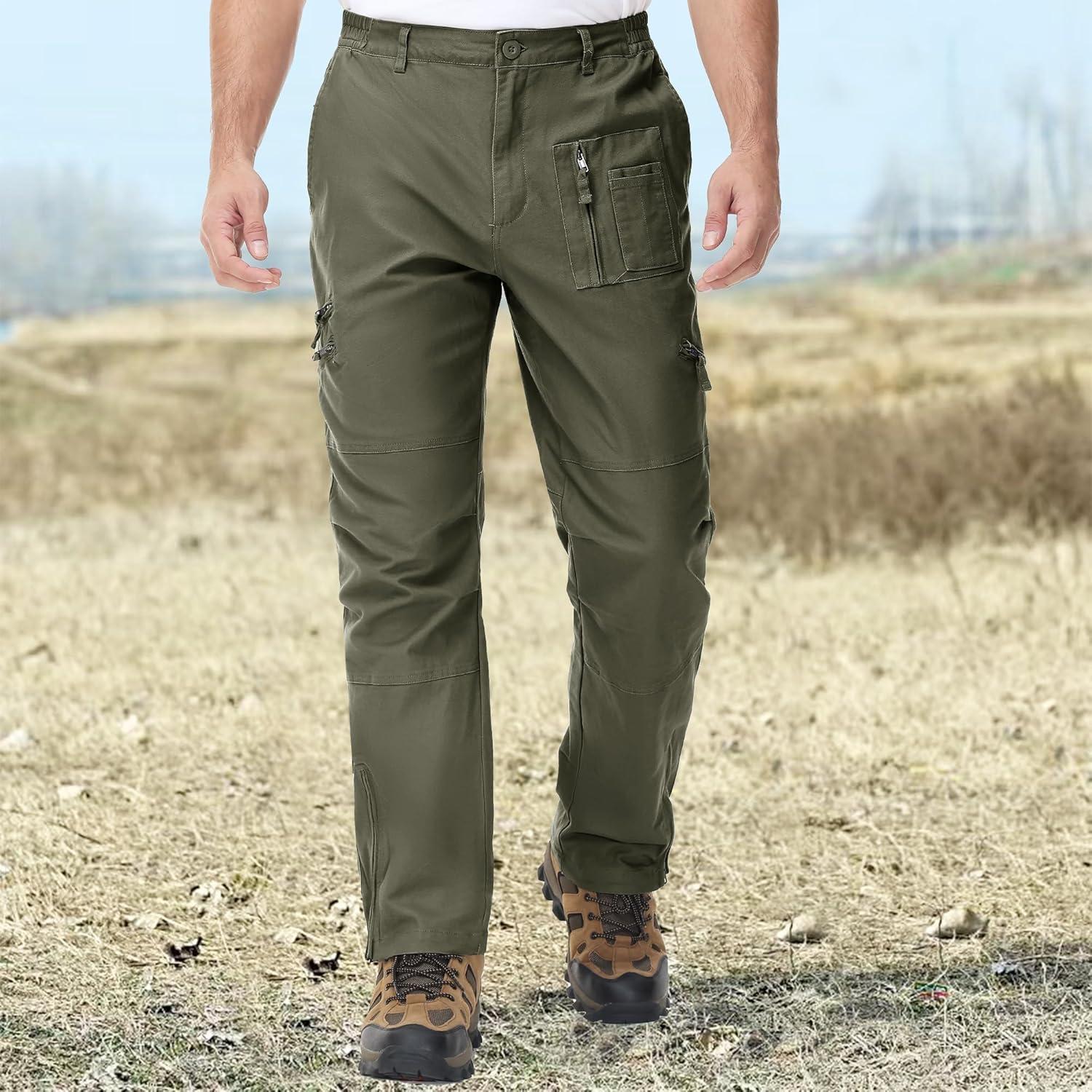 Pantalones Tácticos CRYSULLY Hombre Ripstop 9 Bolsillos Verde