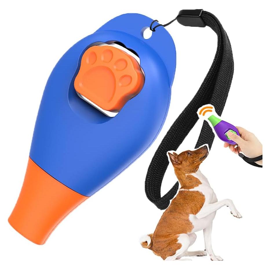 Clicker de Entrenamiento Perros Vivostore con Silbato Azul