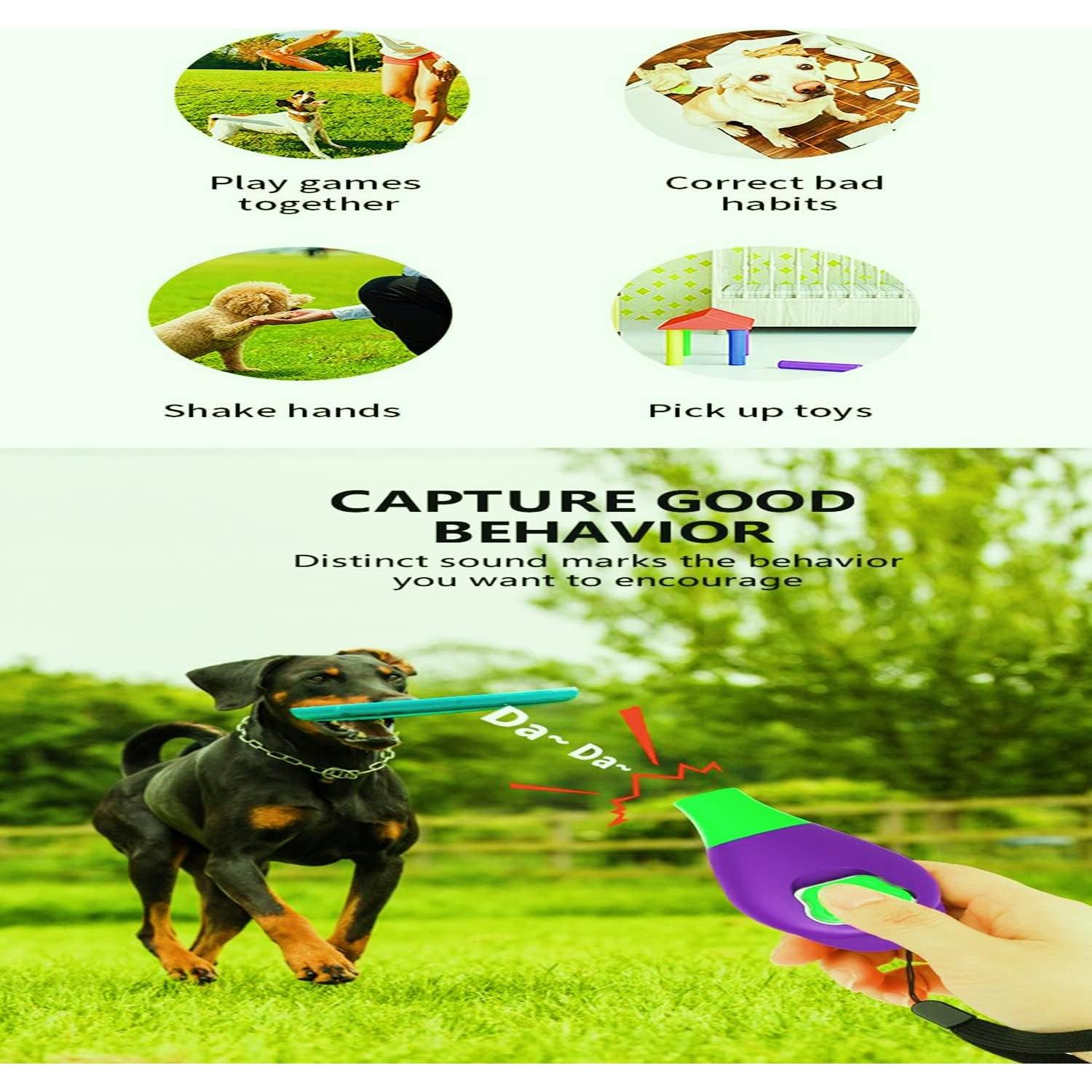 Clicker de Entrenamiento Perros Vivostore con Silbato Azul