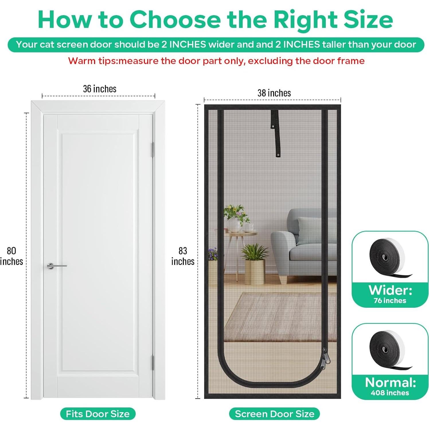 Puerta de Pantalla Reforzada MYPIN 40x213 cm para Mascotas