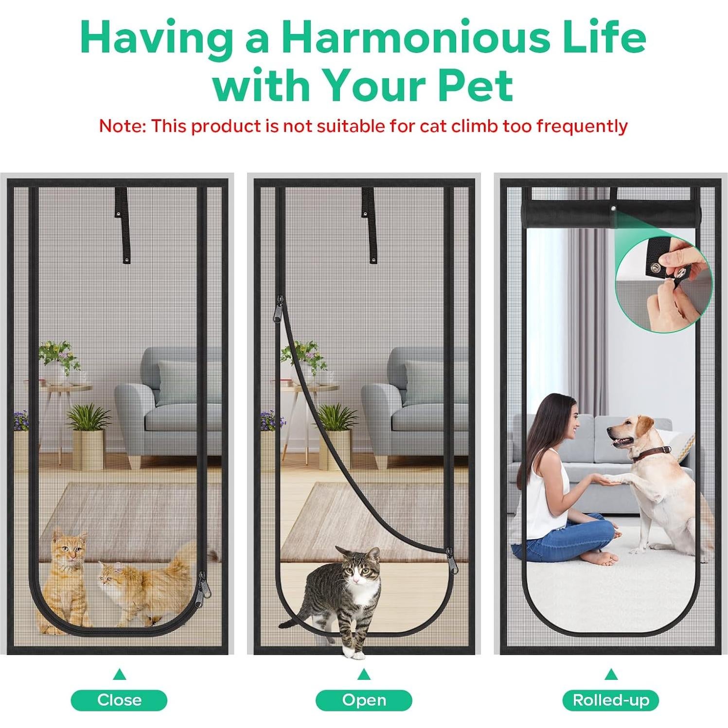 Puerta de Pantalla Reforzada MYPIN 40x213 cm para Mascotas