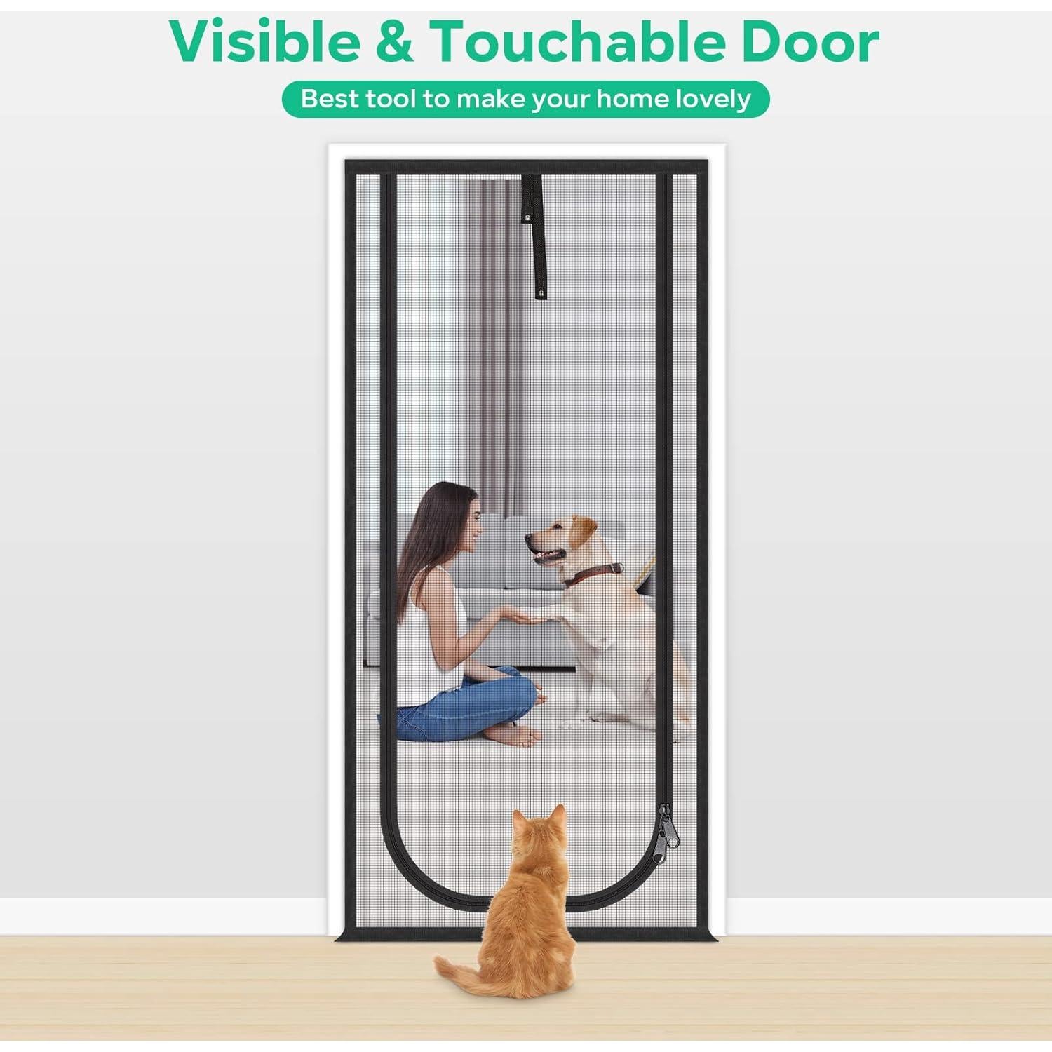 Puerta de Pantalla Reforzada MYPIN 40x213 cm para Mascotas