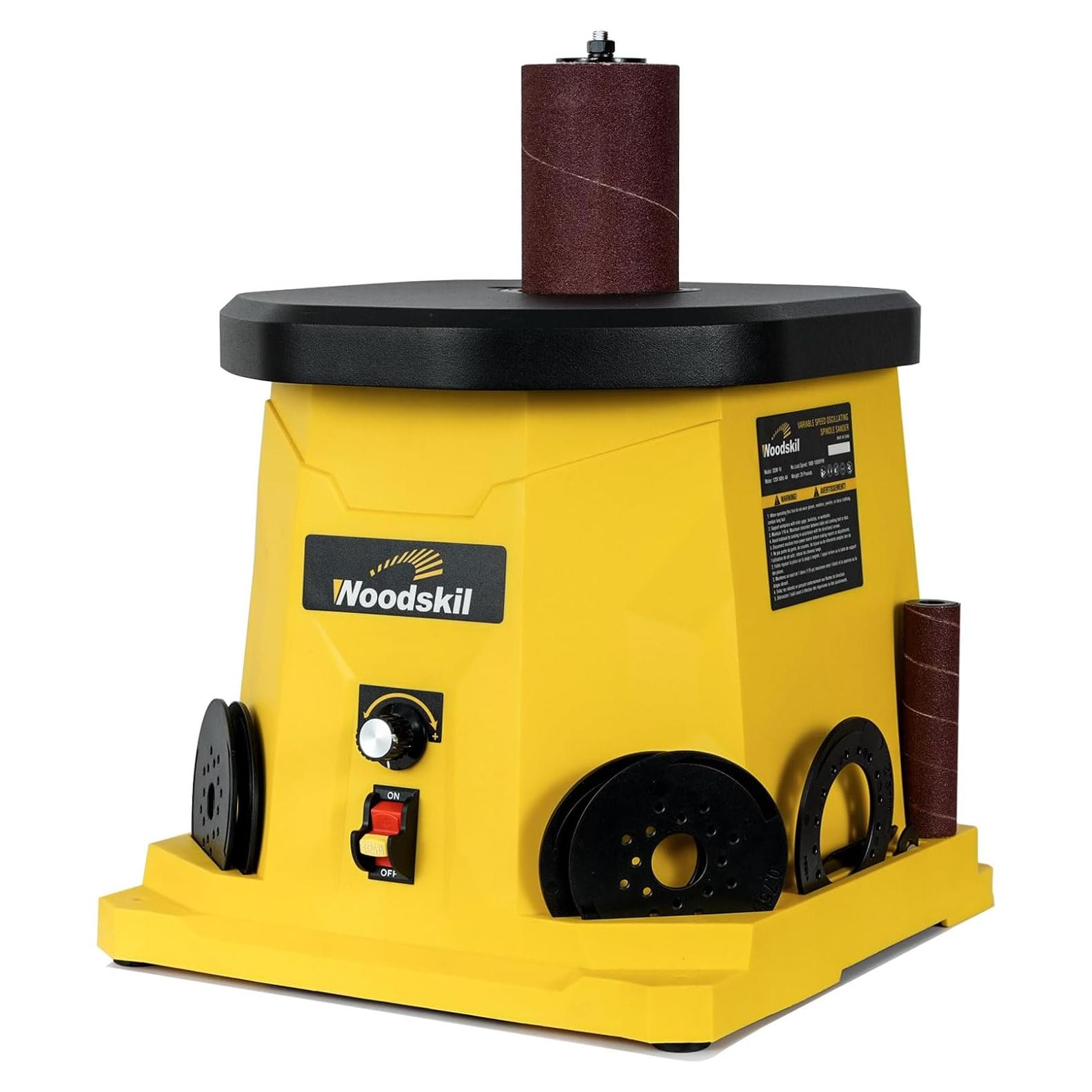 4A Variable Speed Oscillating Spindle Sander, 1000-1800RPM Variable Speed Spindle Sander with Multiple Sanding Sleeves, Efficient Dust Collection, and Compact Design for Woodworking Projects