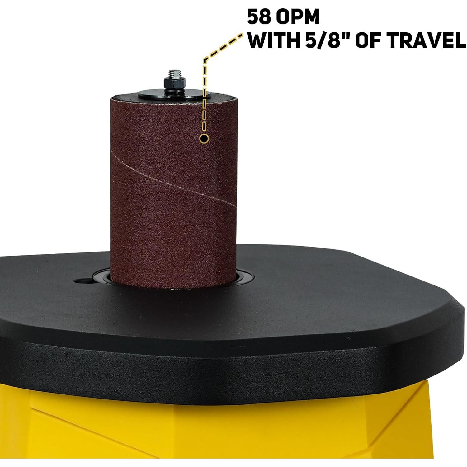 4A Variable Speed Oscillating Spindle Sander, 1000-1800RPM Variable Speed Spindle Sander with Multiple Sanding Sleeves, Efficient Dust Collection, and Compact Design for Woodworking Projects