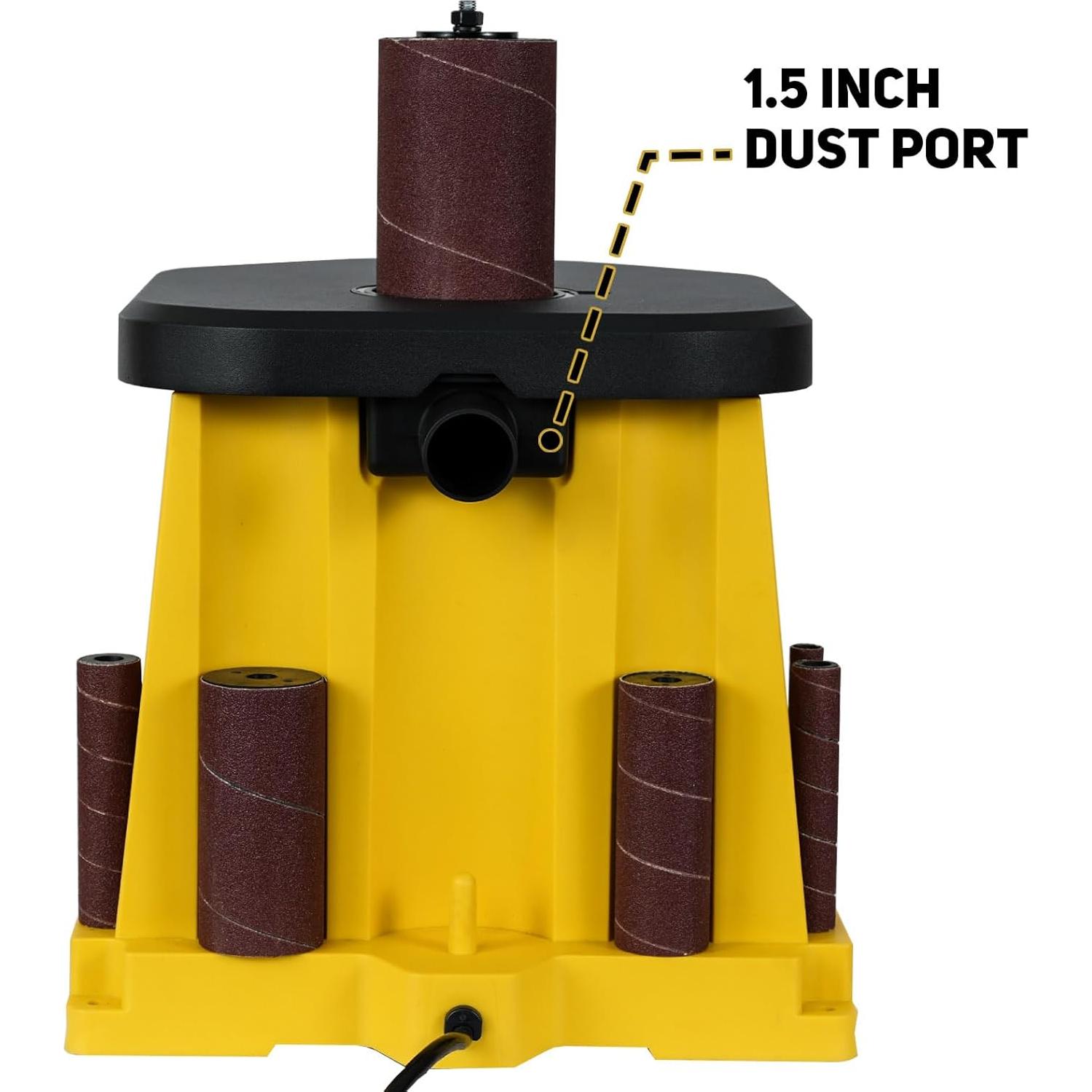 4A Variable Speed Oscillating Spindle Sander, 1000-1800RPM Variable Speed Spindle Sander with Multiple Sanding Sleeves, Efficient Dust Collection, and Compact Design for Woodworking Projects