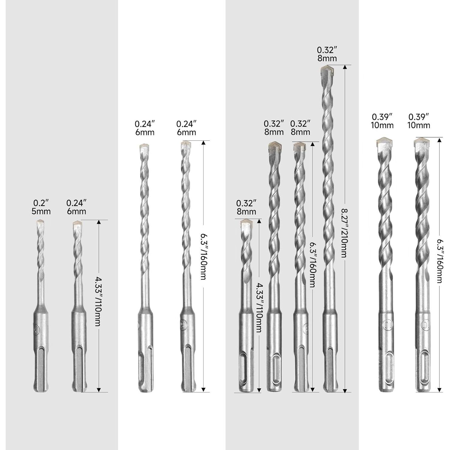 Juego de 20 Brocas y Cinceles YOSIGHT SDS-Plus para Hormigón