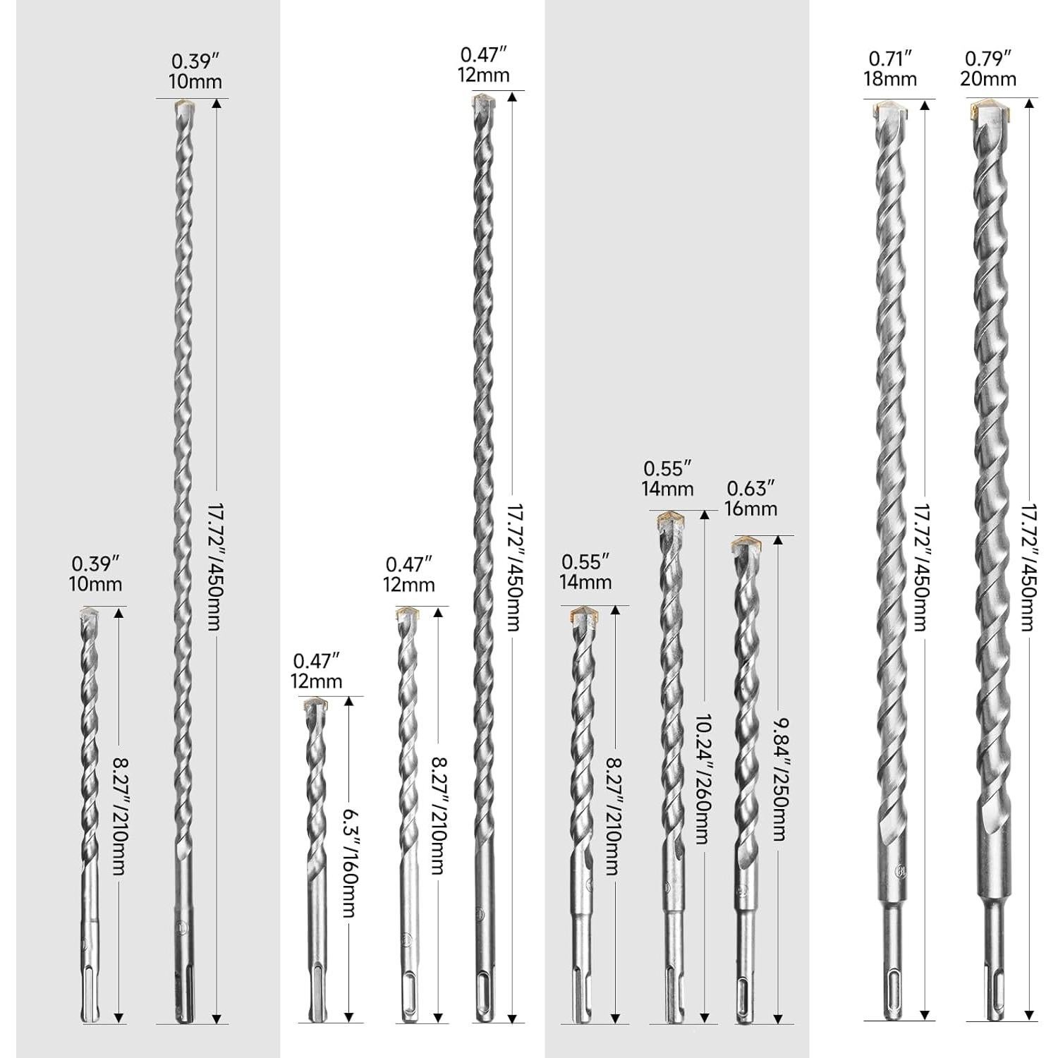 Juego de 20 Brocas y Cinceles YOSIGHT SDS-Plus para Hormigón